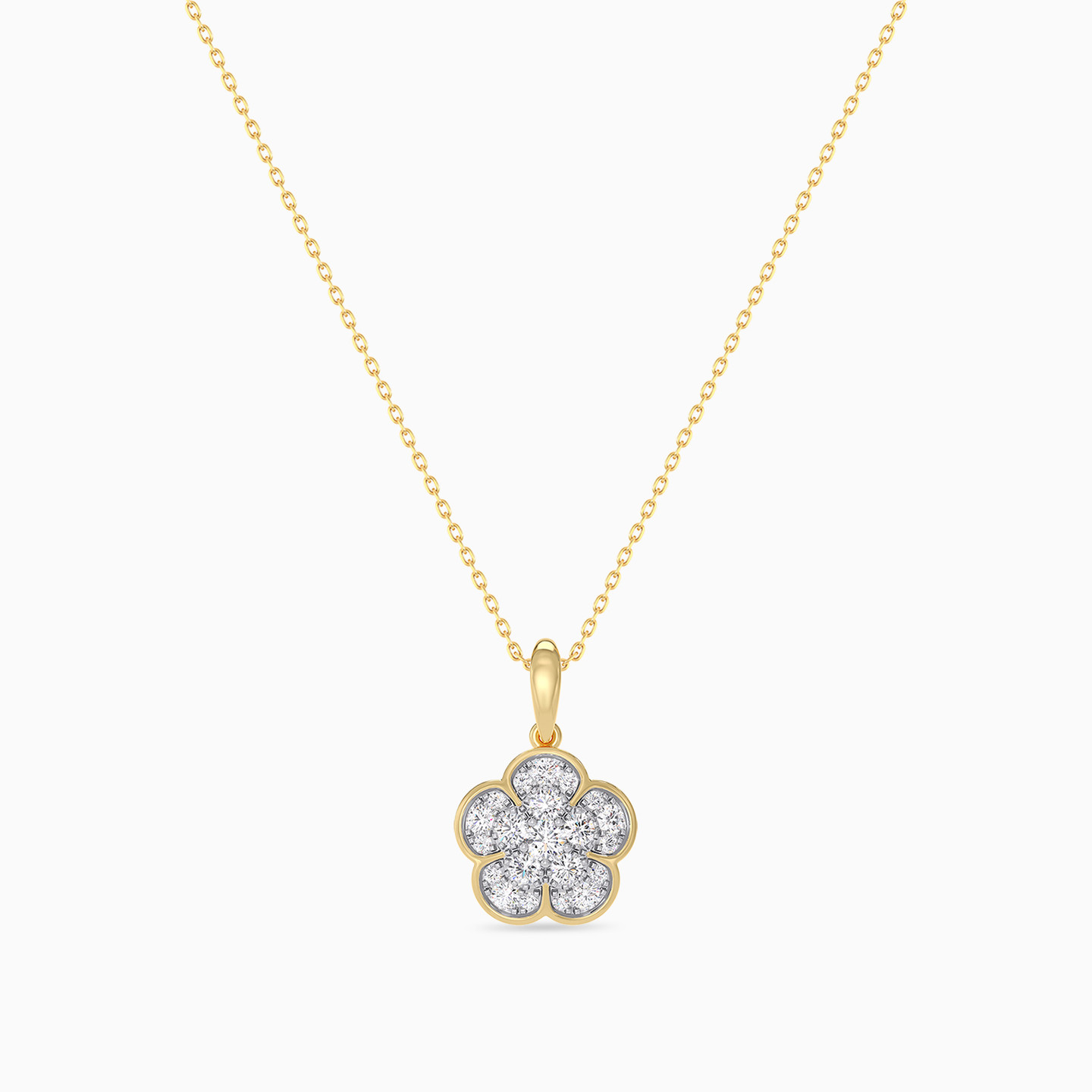 Floral Cluster Diamond Necklace In 18K Gold - 3 Floral Cluster Diamond Necklace In 18K Gold - 3