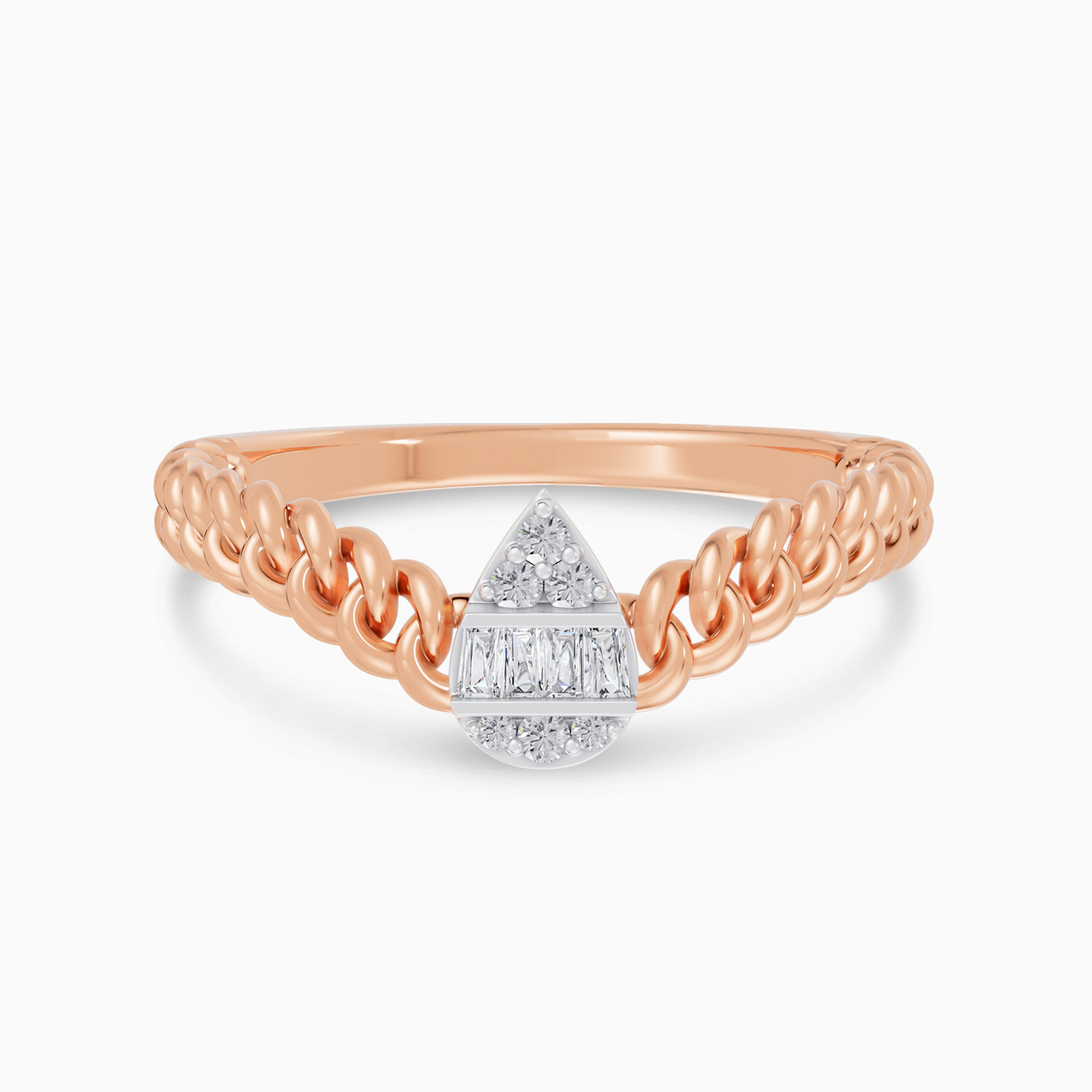 Teardrop Diamond Chain Band Ring In 18K Gold Teardrop Diamond Chain Band Ring In 18K Gold