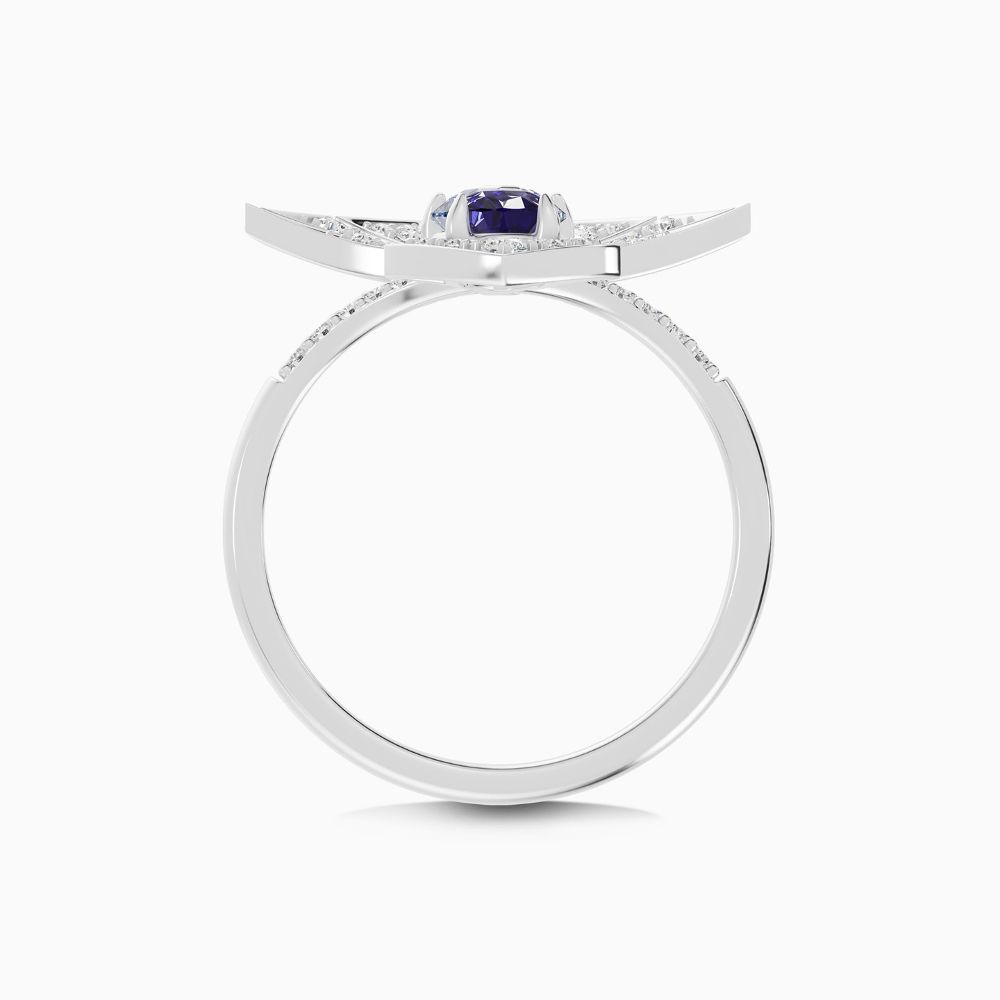 Fan Colored Stones & Diamond Pave Ring In 18K Gold - 8 Fan Colored Stones & Diamond Pave Ring In 18K Gold - 8