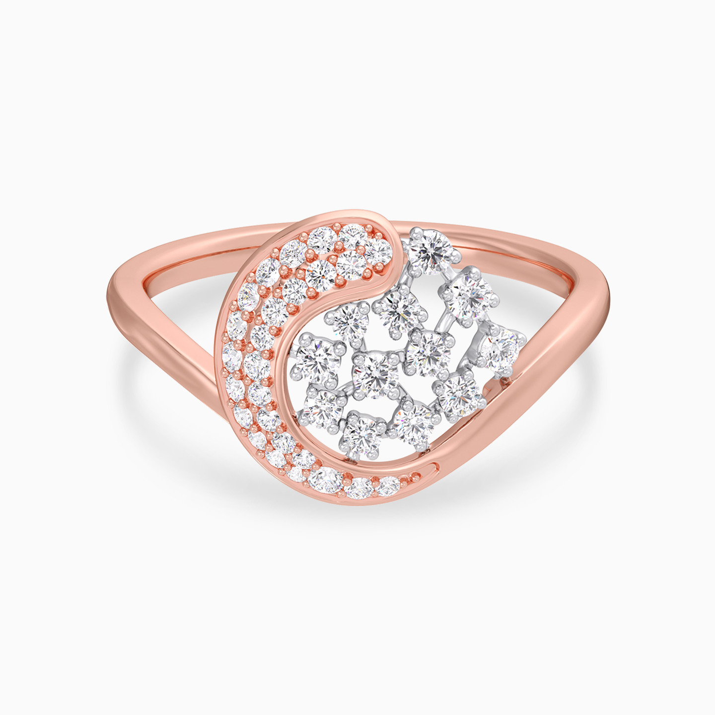 Sweeping Circural Diamond Ring In 18K Gold - 2 Sweeping Circural Diamond Ring In 18K Gold - 2
