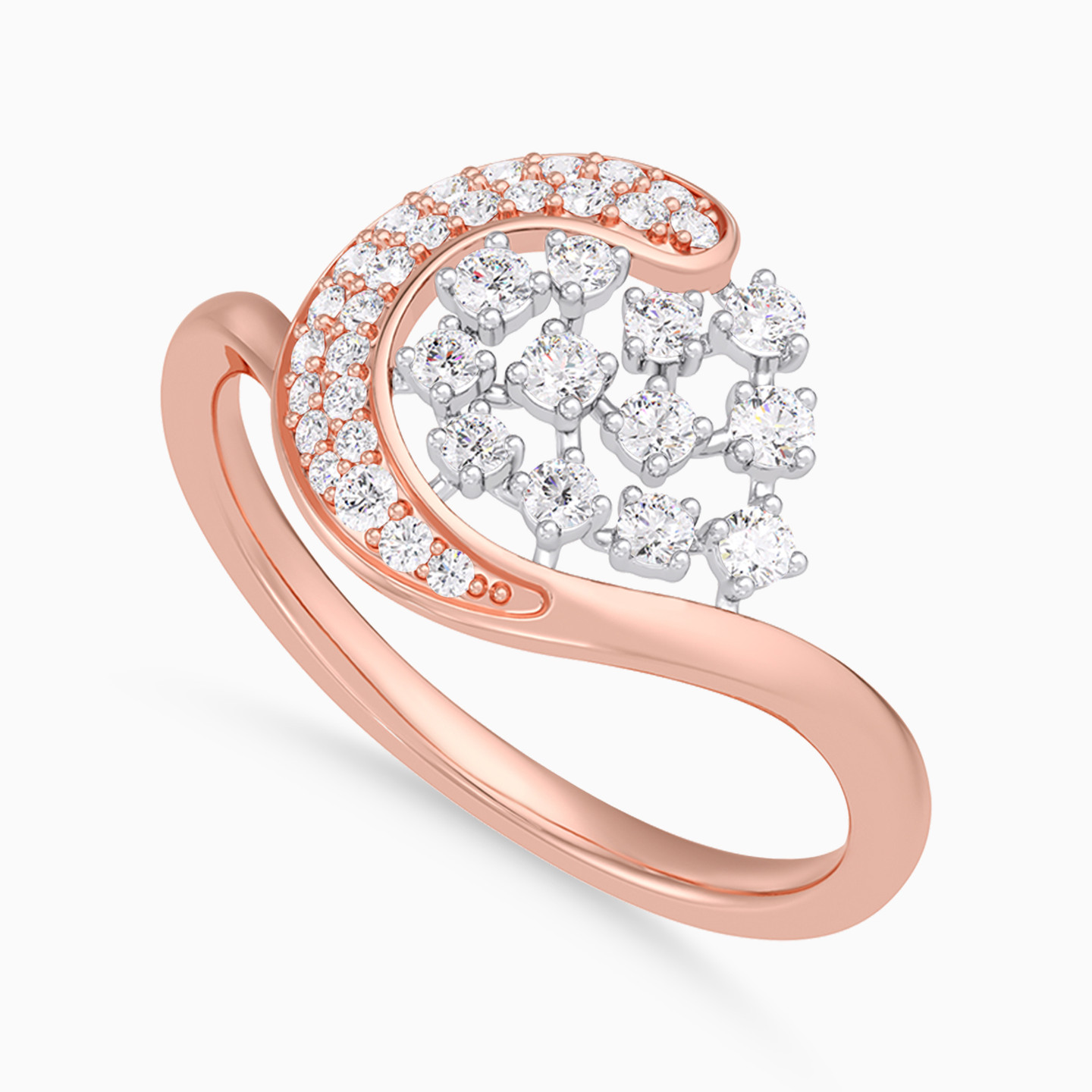 Sweeping Circural Diamond Ring In 18K Gold - 3 Sweeping Circural Diamond Ring In 18K Gold - 3