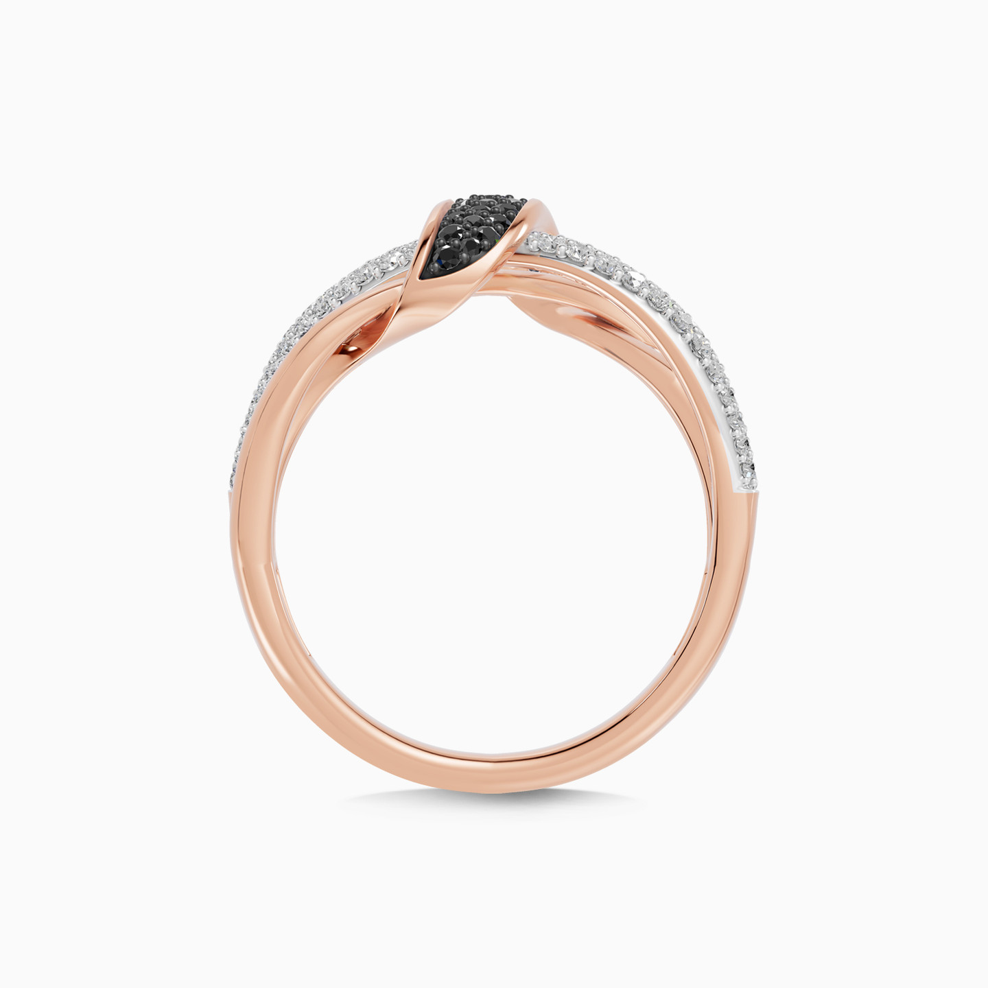 Intertwining BandsBlack Stones & Diamond Ring In 18K Gold - 6 Intertwining BandsBlack Stones & Diamond Ring In 18K Gold - 6