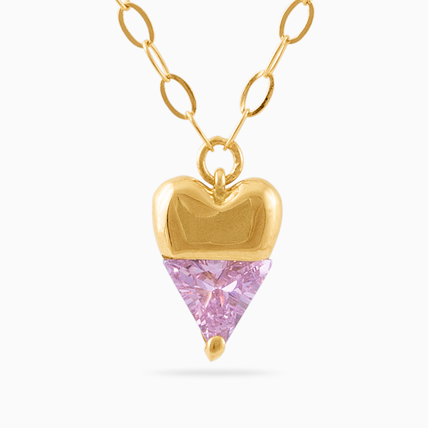 Heart Purple Stone Necklace In 18K Gold Heart Purple Stone Necklace In 18K Gold