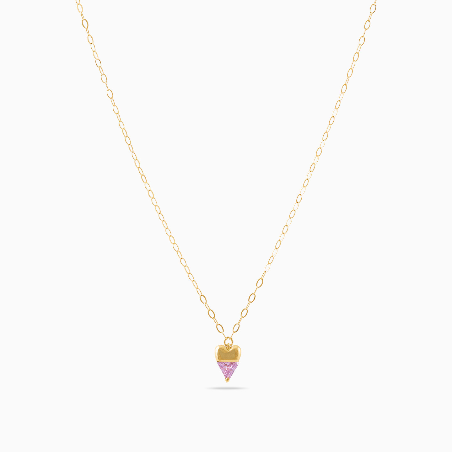 Heart Purple Stone Necklace In 18K Gold - 3 Heart Purple Stone Necklace In 18K Gold - 3