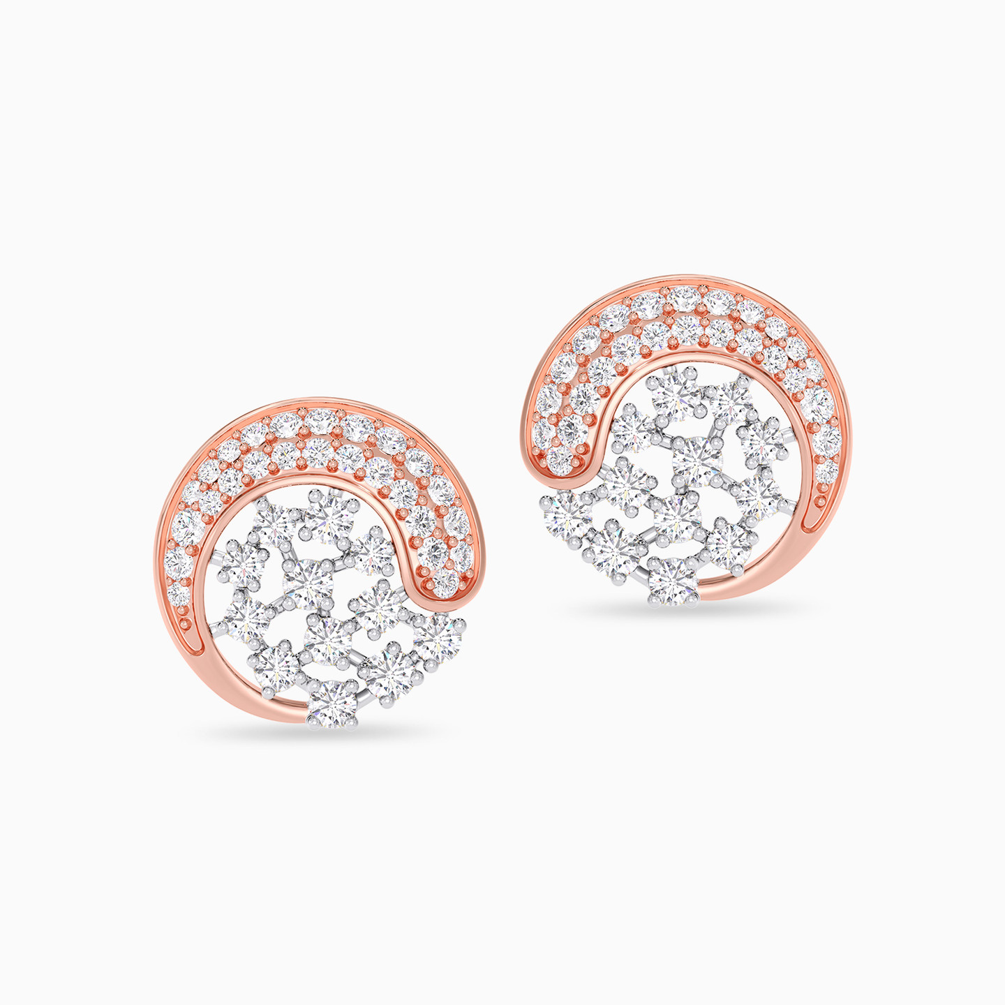 Sweeping Circural Diamond Stud Earrings In 18K Gold - 4 Sweeping Circural Diamond Stud Earrings In 18K Gold - 4