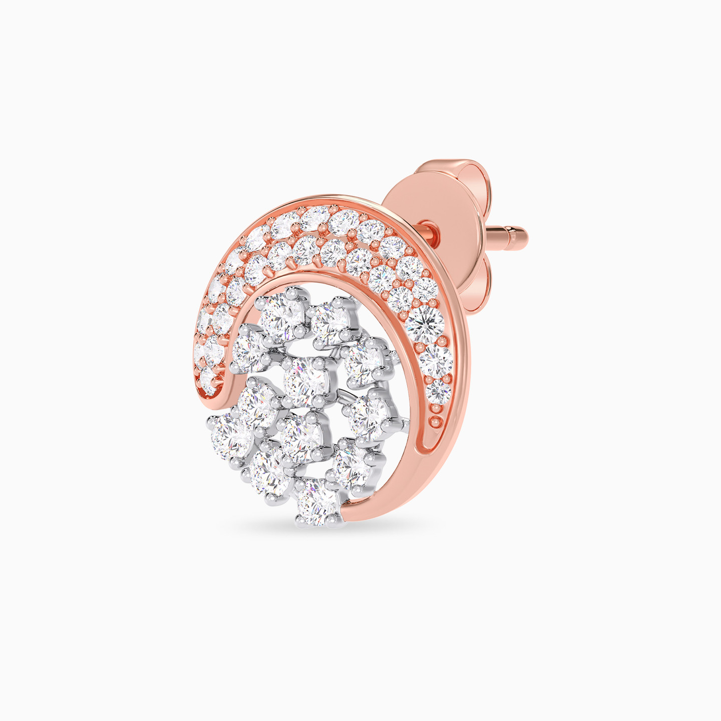 Sweeping Circural Diamond Stud Earrings In 18K Gold - 5 Sweeping Circural Diamond Stud Earrings In 18K Gold - 5