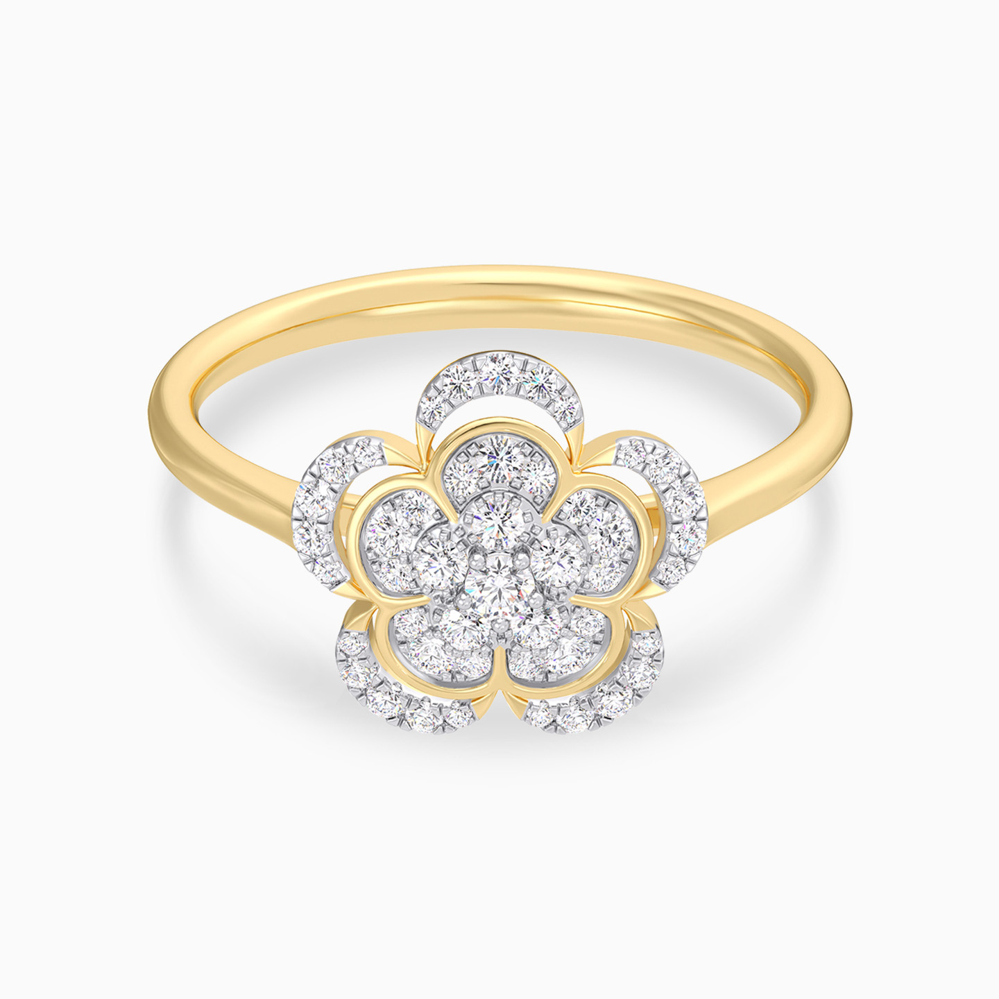 Floral layers Diamond Ring In 18K Gold - 2 Floral layers Diamond Ring In 18K Gold - 2