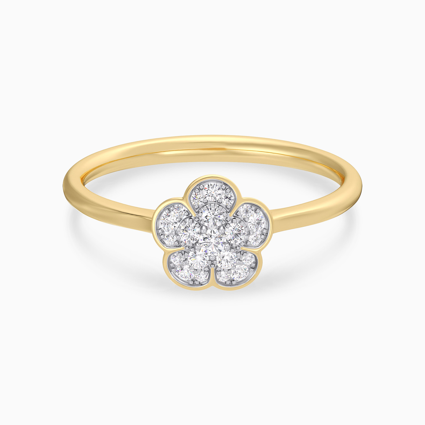 Floral Cluster Diamond Ring In 18K Gold - 2 Floral Cluster Diamond Ring In 18K Gold - 2