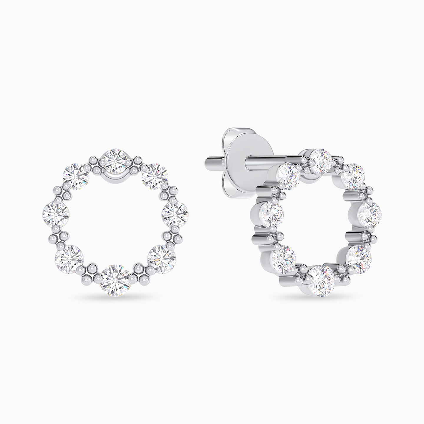 Circular Sequence Diamond Stud Earrings In 18K Gold - 2 Circular Sequence Diamond Stud Earrings In 18K Gold - 2