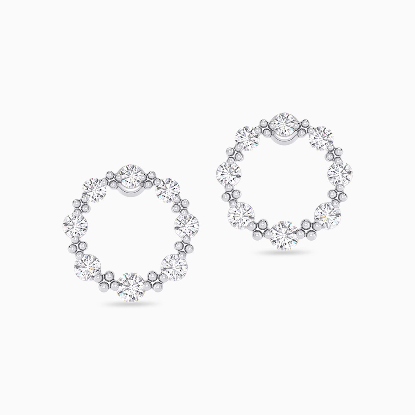 Circular Sequence Diamond Stud Earrings In 18K Gold - 4 Circular Sequence Diamond Stud Earrings In 18K Gold - 4