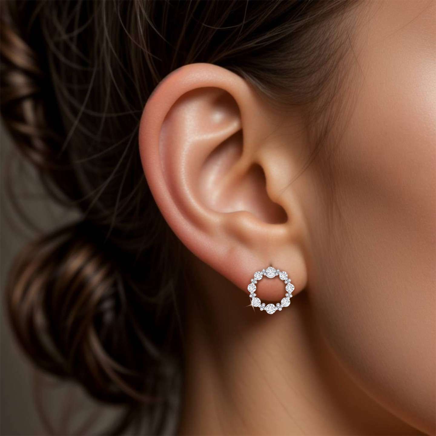 Circular Sequence Diamond Stud Earrings In 18K Gold - 3 Circular Sequence Diamond Stud Earrings In 18K Gold - 3