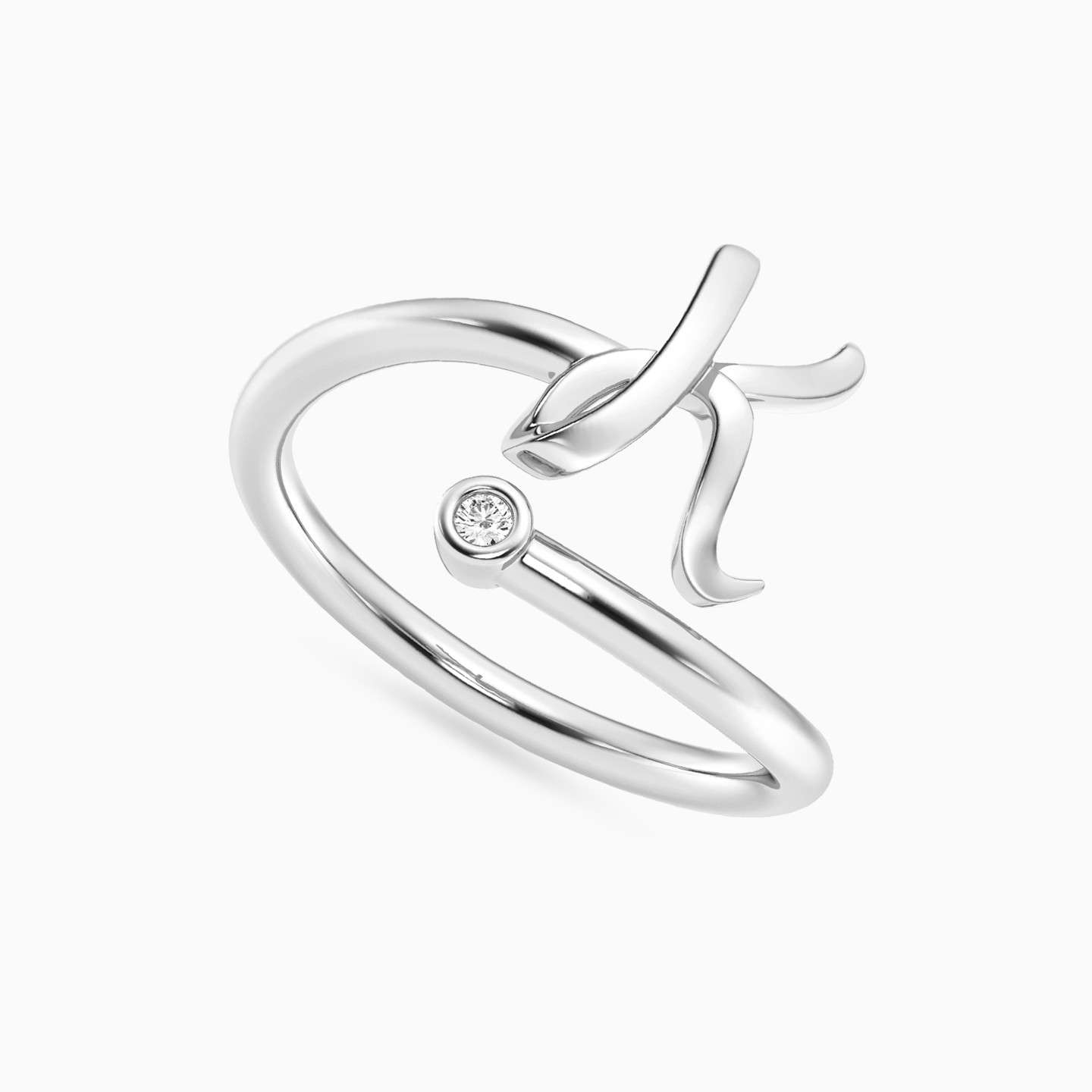 Letter (K) Lab Grown Diamonds Sterling Silver Ring - 2 Letter (K) Lab Grown Diamonds Sterling Silver Ring - 2