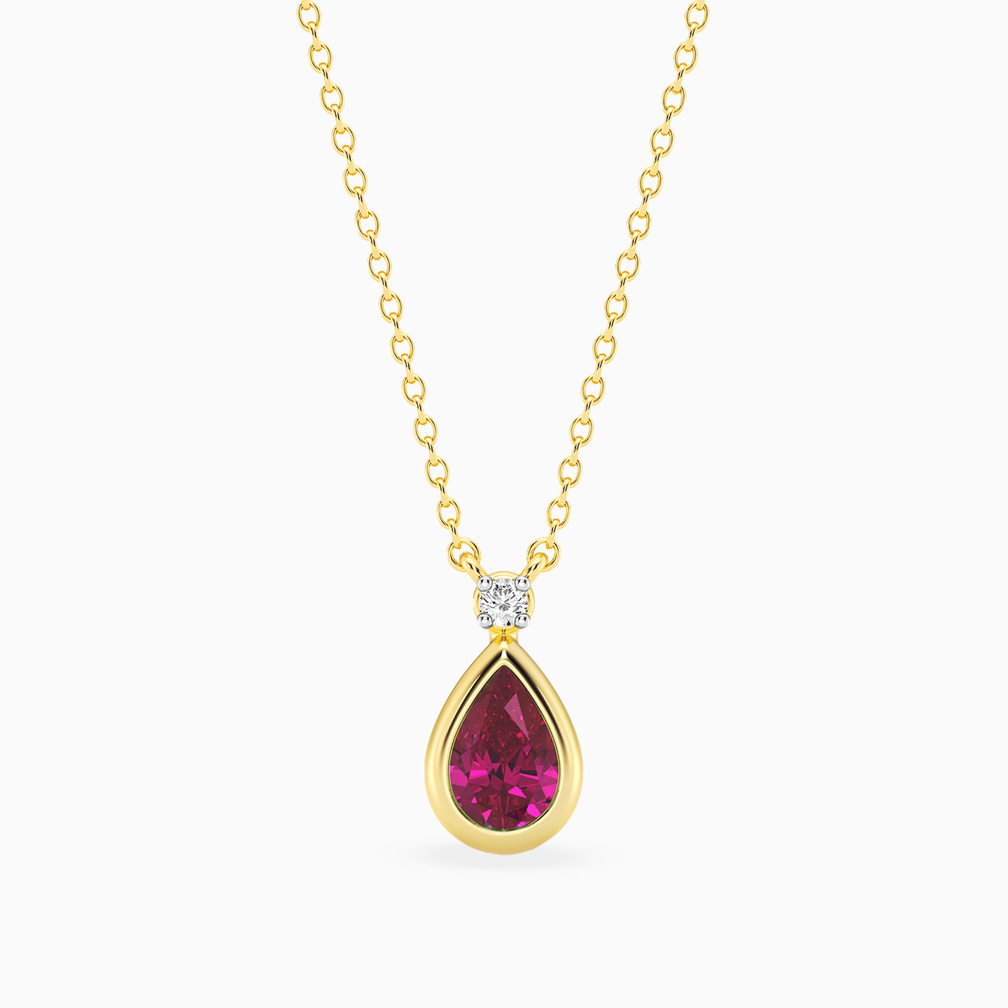 Pear Pink Stone & Lab Grown Diamonds Gold Plated Necklace Pear Pink Stone & Lab Grown Diamonds Gold Plated Necklace