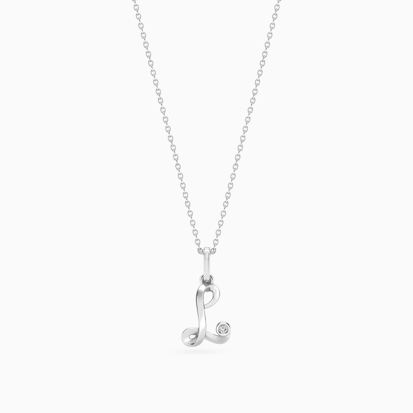 Letter (L) Lab Grown Diamonds Sterling Silver Necklace - 4 Letter (L) Lab Grown Diamonds Sterling Silver Necklace - 4