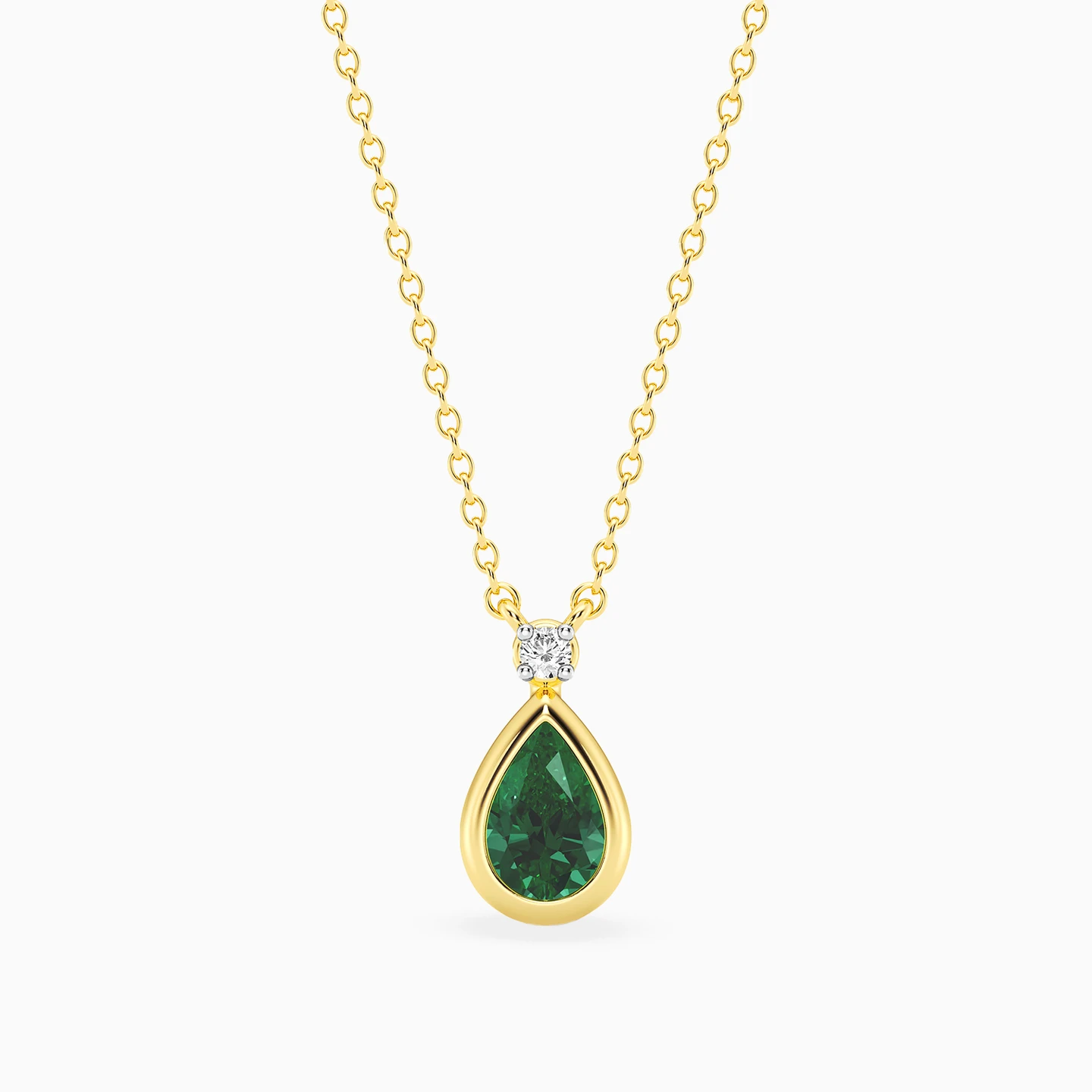 Pear Green Stone & Lab Grown Diamonds Gold Plated Necklace Pear Green Stone & Lab Grown Diamonds Gold Plated Necklace