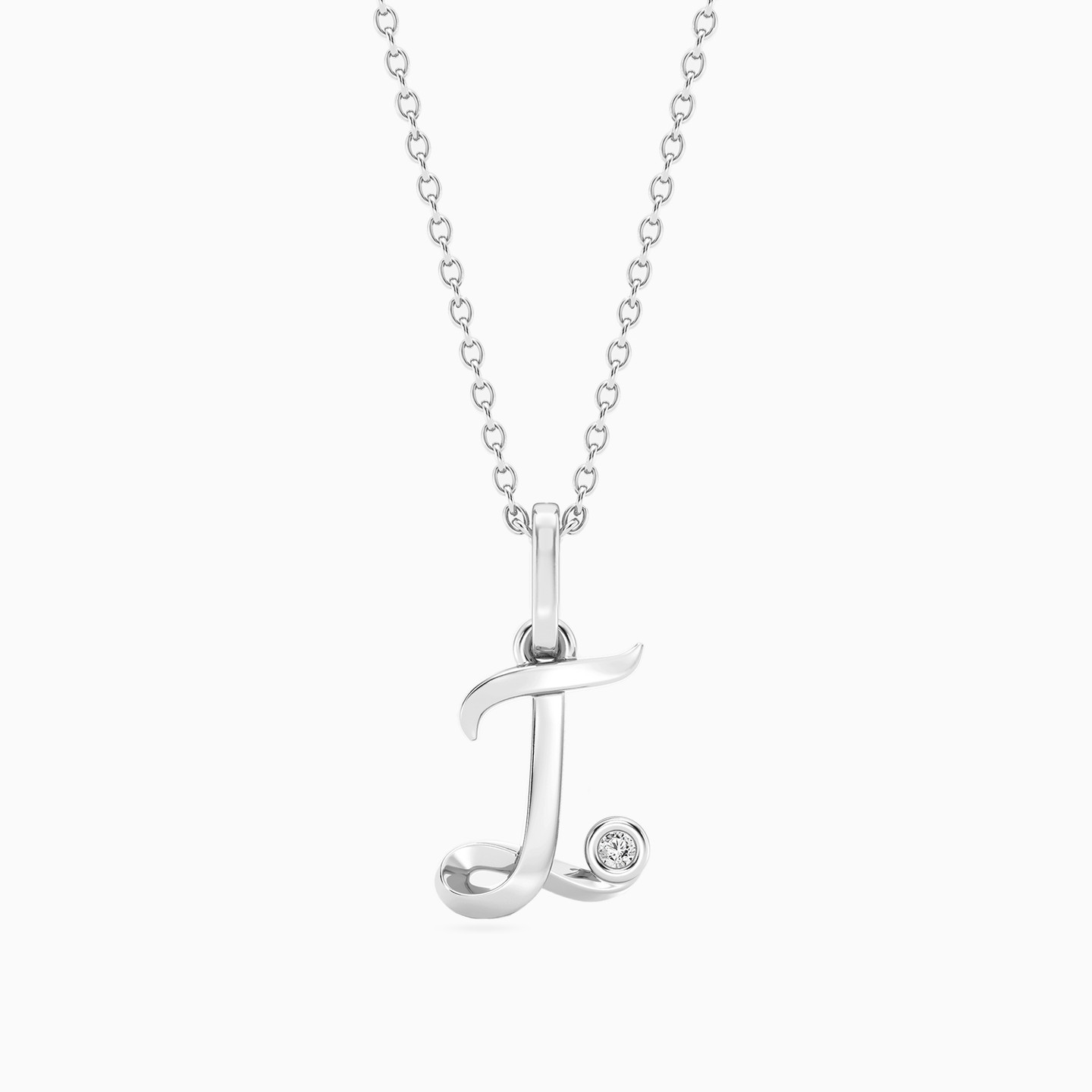 Letter (I) Lab Grown Diamonds Sterling Silver Necklace Letter (I) Lab Grown Diamonds Sterling Silver Necklace