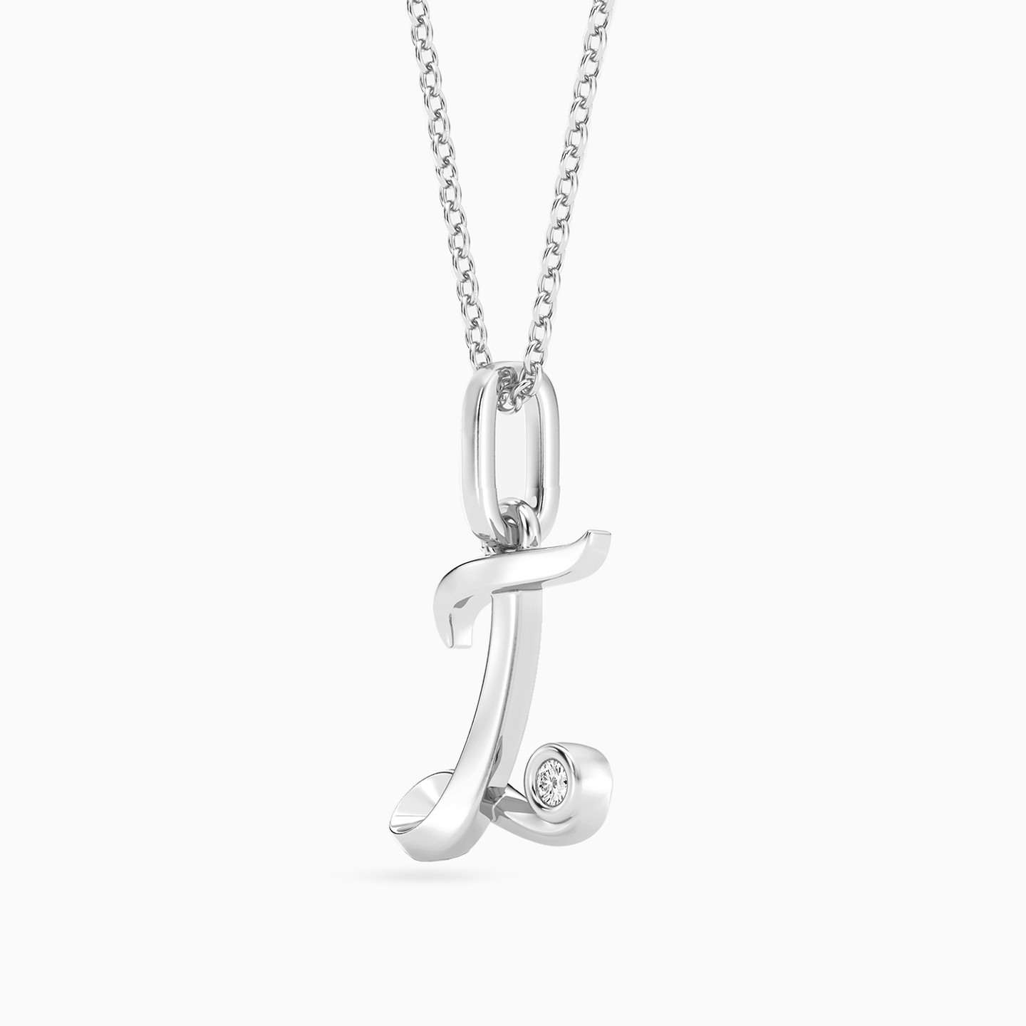 Letter (I) Lab Grown Diamonds Sterling Silver Necklace - 2 Letter (I) Lab Grown Diamonds Sterling Silver Necklace - 2