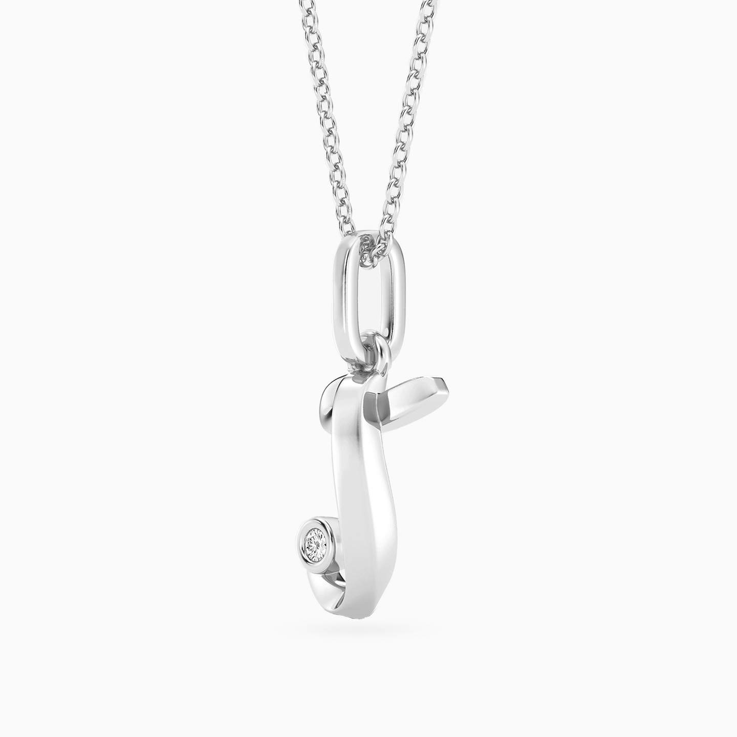 Letter (J) Lab Grown Diamonds Sterling Silver Necklace - 3 Letter (J) Lab Grown Diamonds Sterling Silver Necklace - 3