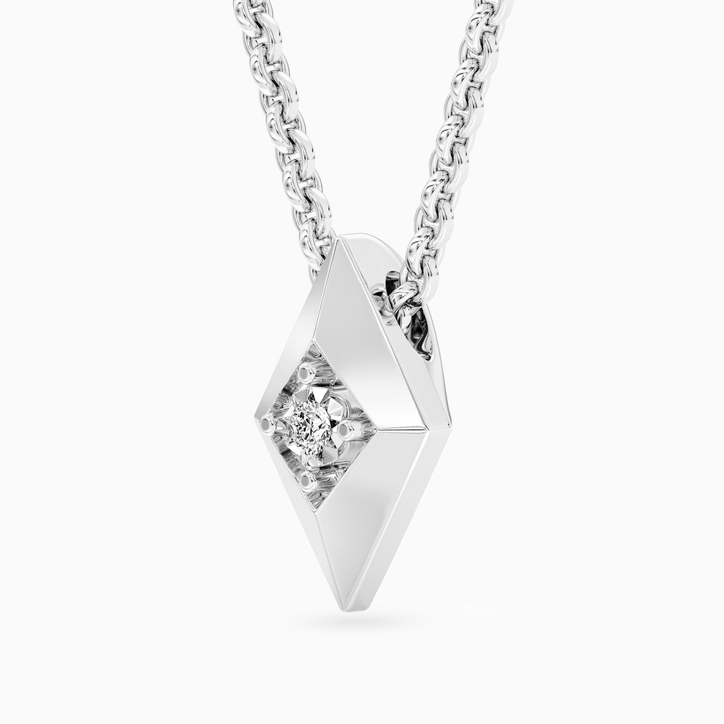 Lozenge Lab Grown Diamonds Sterling Silver Necklace - 2 Lozenge Lab Grown Diamonds Sterling Silver Necklace - 2