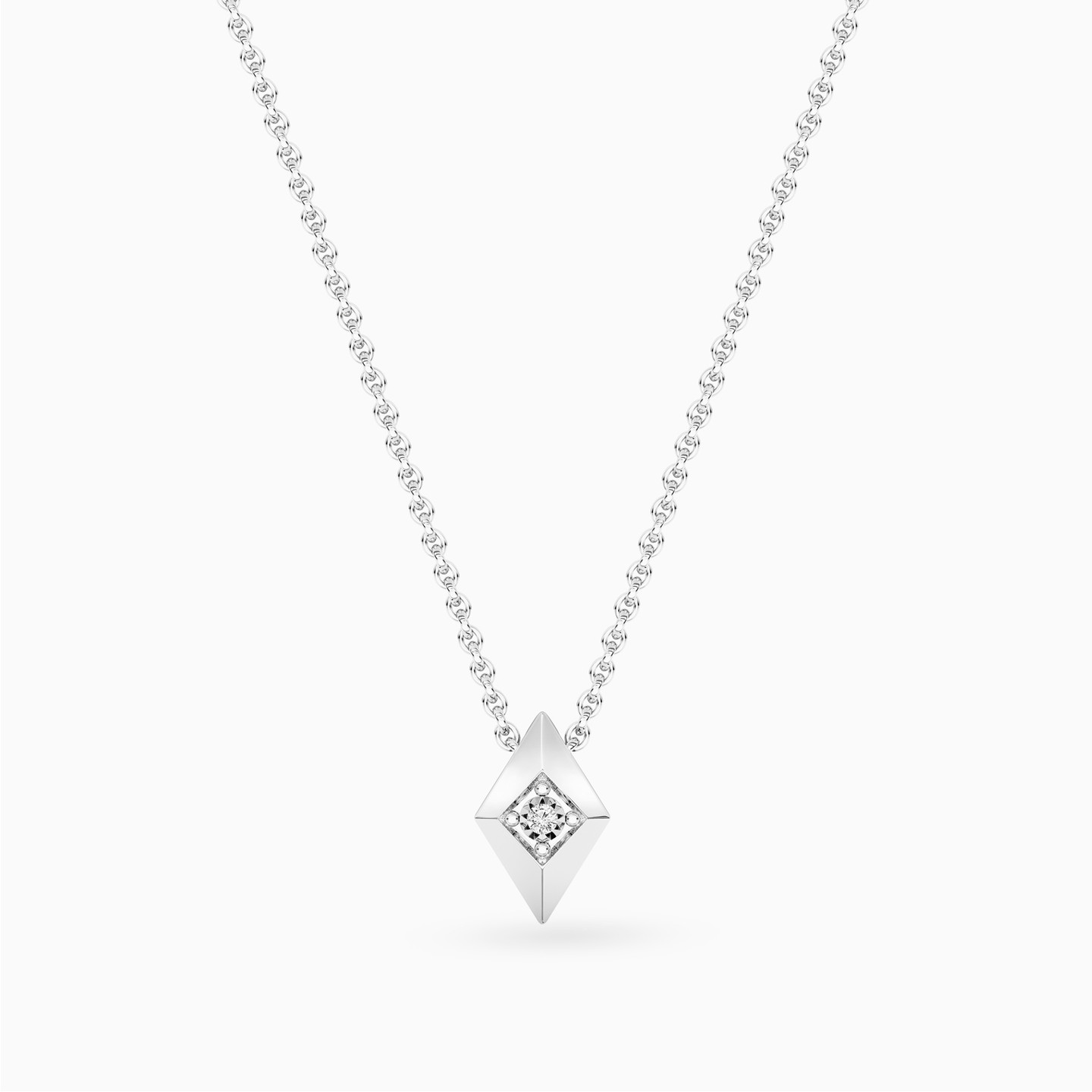 Lozenge Lab Grown Diamonds Sterling Silver Necklace - 3 Lozenge Lab Grown Diamonds Sterling Silver Necklace - 3