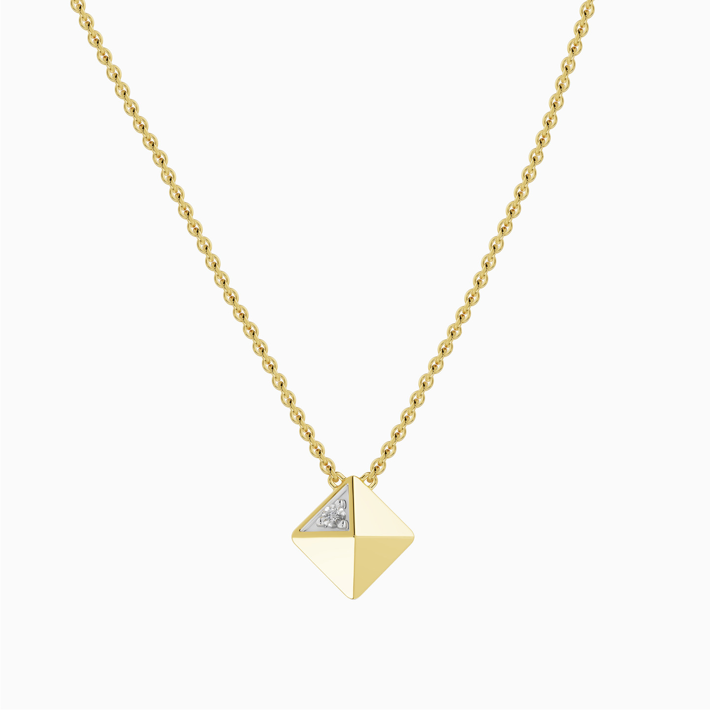 Pyramid Lab Grown Diamonds Gold Plated Necklace - 3 Pyramid Lab Grown Diamonds Gold Plated Necklace - 3