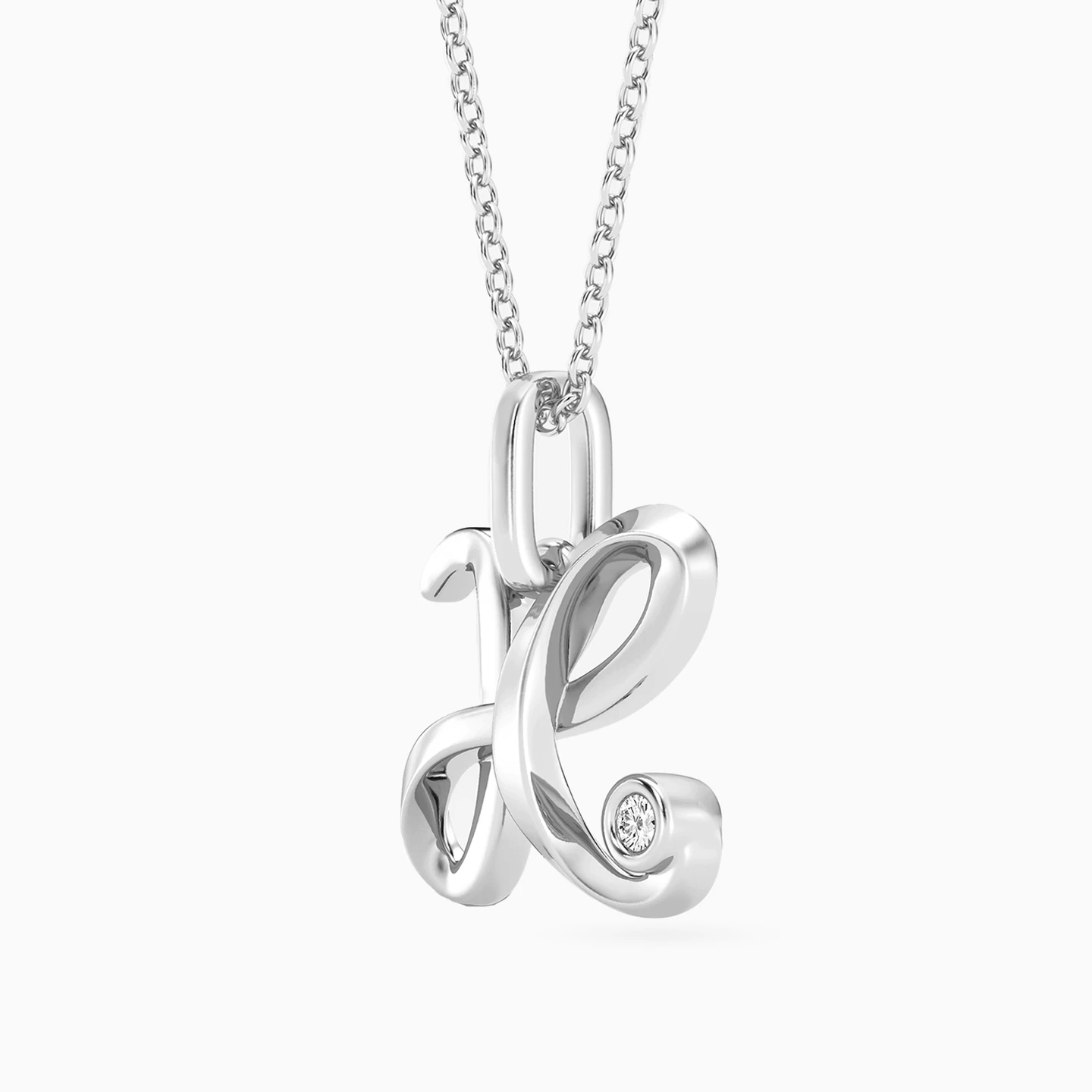 Letter (H) Lab Grown Diamonds Sterling Silver Necklace - 3 Letter (H) Lab Grown Diamonds Sterling Silver Necklace - 3