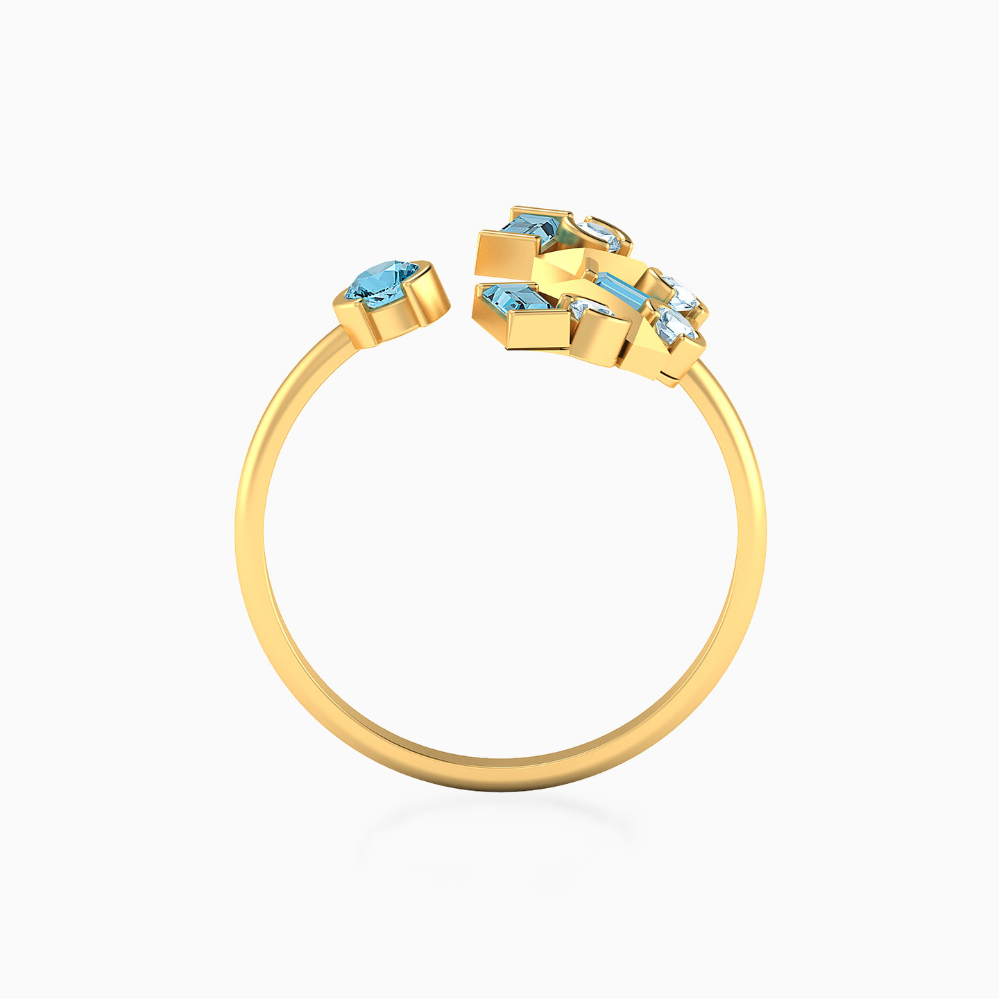 18K Gold Colored Stones Two-headed Ring - 3