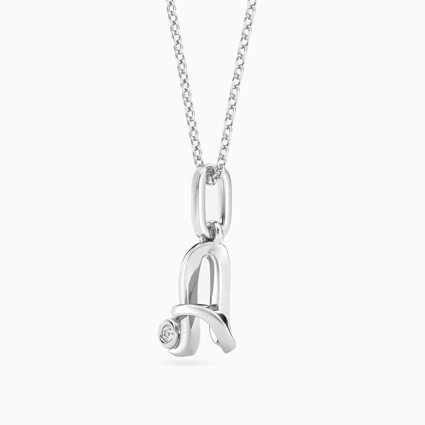 Letter (A) Lab Grown Diamonds Sterling Silver Necklace - 2 Letter (A) Lab Grown Diamonds Sterling Silver Necklace - 2