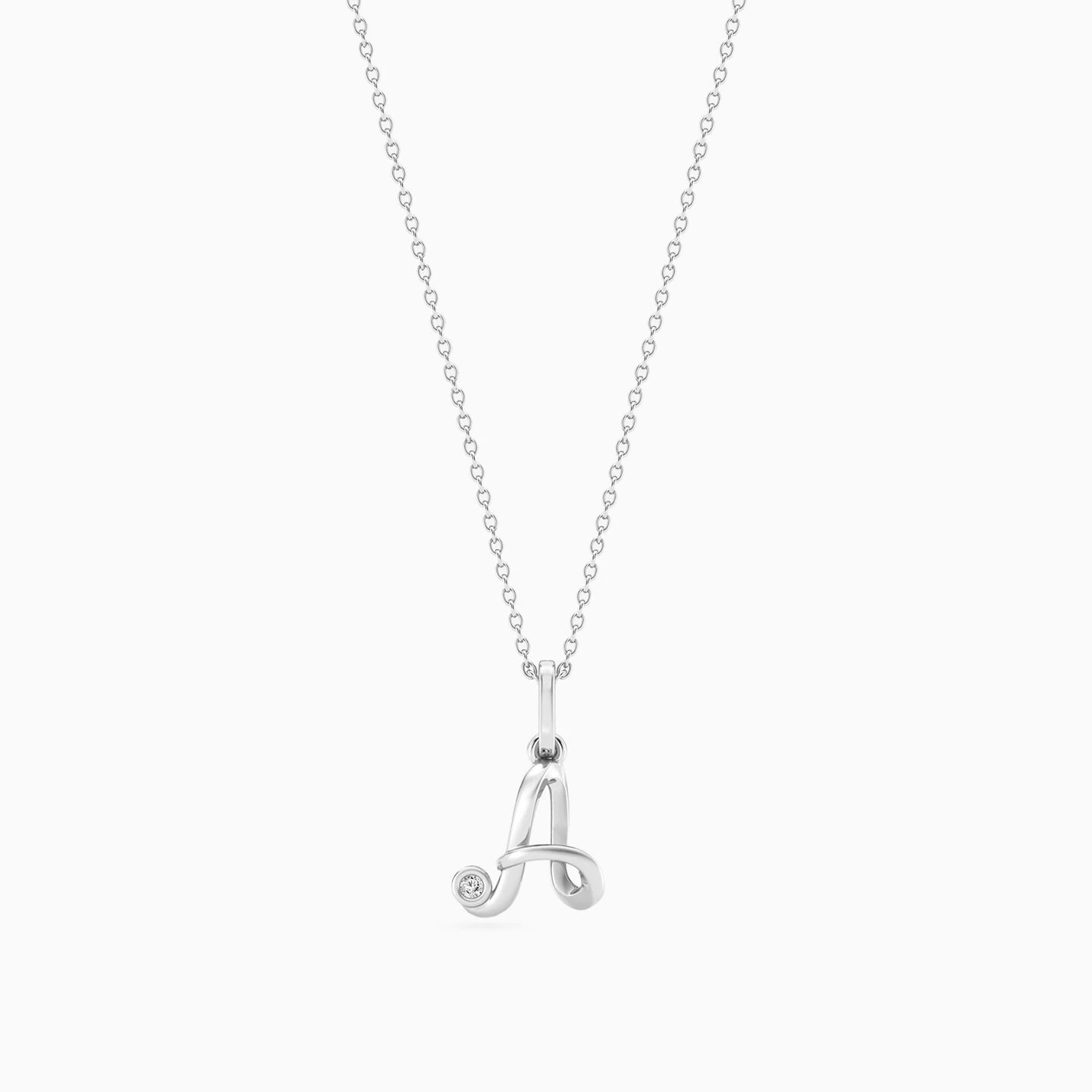 Letter (A) Lab Grown Diamonds Sterling Silver Necklace - 3 Letter (A) Lab Grown Diamonds Sterling Silver Necklace - 3