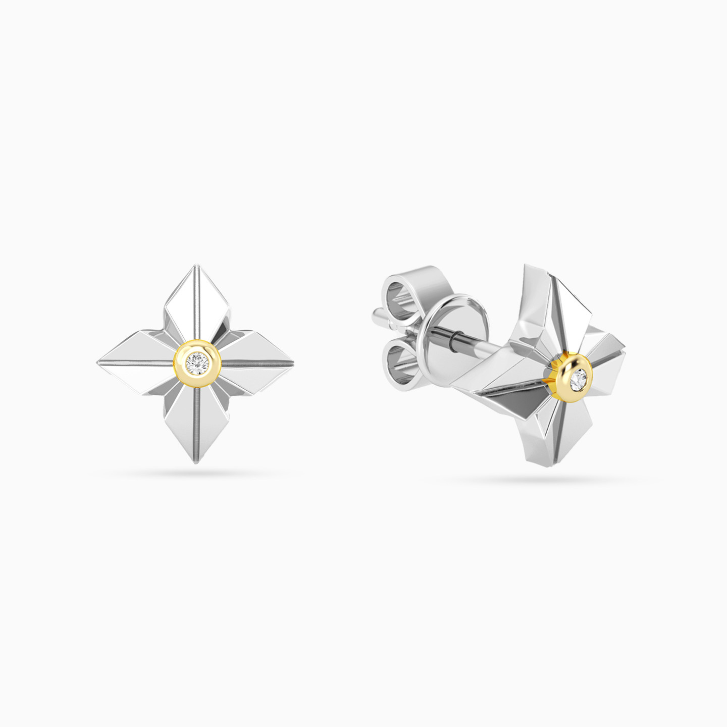 Floral Star Lab Grown Diamonds Sterling Silver Stud Earrings Floral Star Lab Grown Diamonds Sterling Silver Stud Earrings