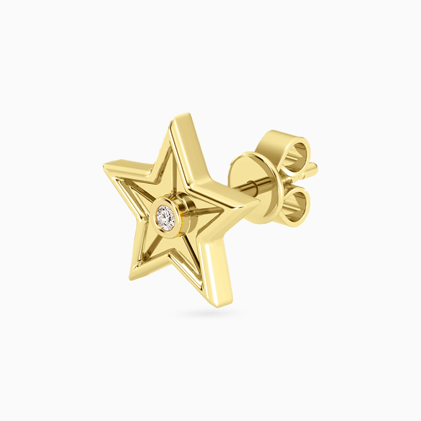 Star Lab Grown Diamonds Stud Earrings in Yellow Gold Plating - 4 Star Lab Grown Diamonds Stud Earrings in Yellow Gold Plating - 4