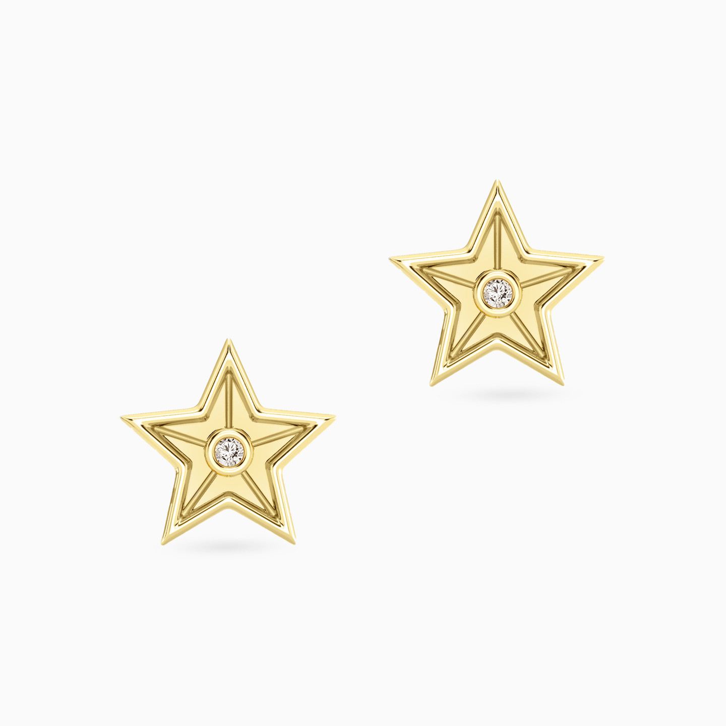 Star Lab Grown Diamonds Stud Earrings in Yellow Gold Plating - 3 Star Lab Grown Diamonds Stud Earrings in Yellow Gold Plating - 3