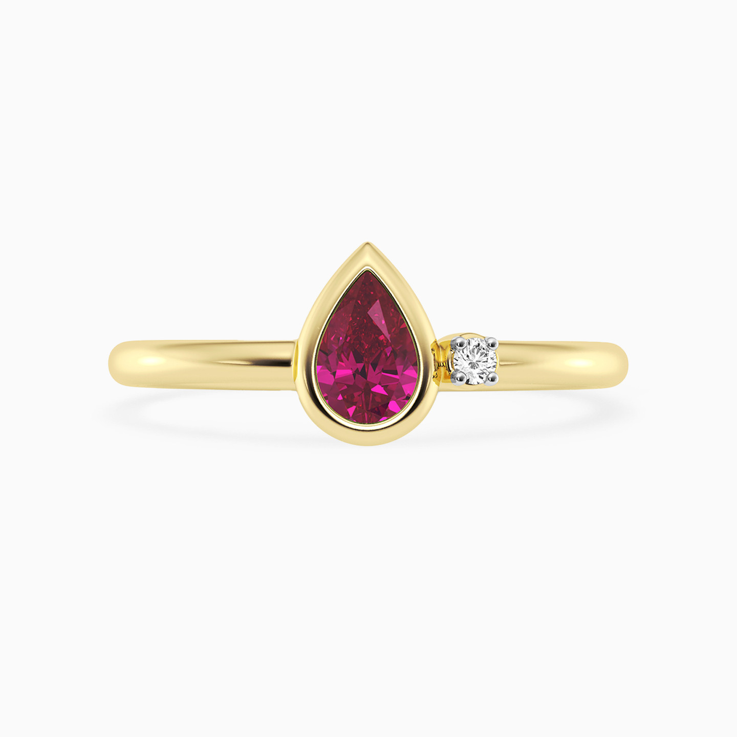 Pear Pink Stone & Lab Grown Diamonds Gold Plated Ring Pear Pink Stone & Lab Grown Diamonds Gold Plated Ring