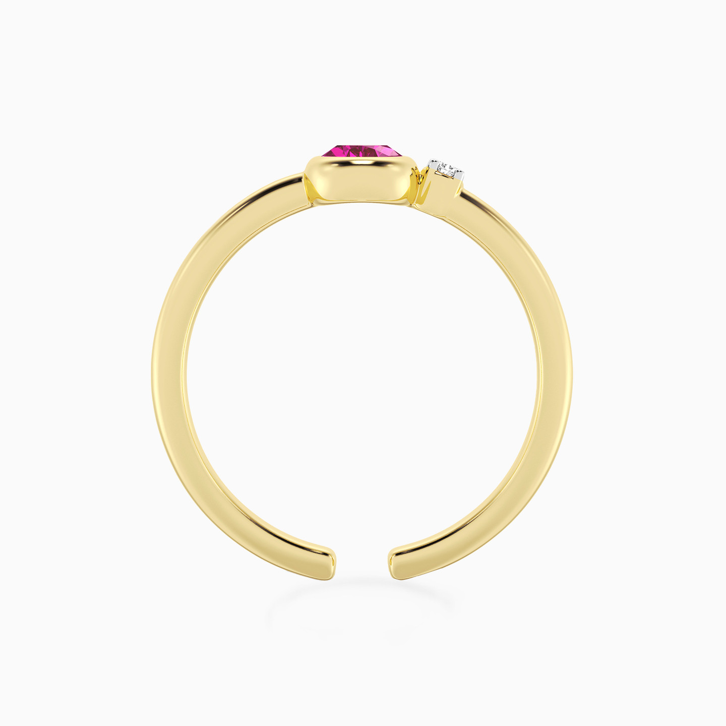 Pear Pink Stone & Lab Grown Diamonds Gold Plated Ring - 4 Pear Pink Stone & Lab Grown Diamonds Gold Plated Ring - 4
