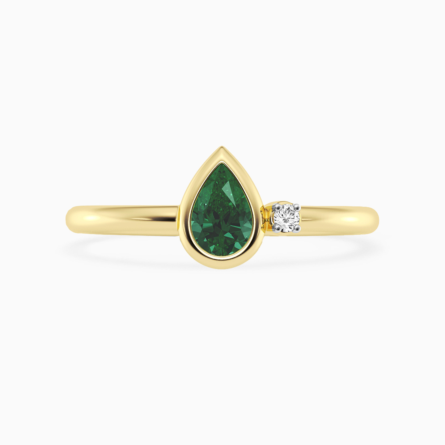 Pear Green Stone & Lab Grown Diamonds Gold Plated Ring Pear Green Stone & Lab Grown Diamonds Gold Plated Ring