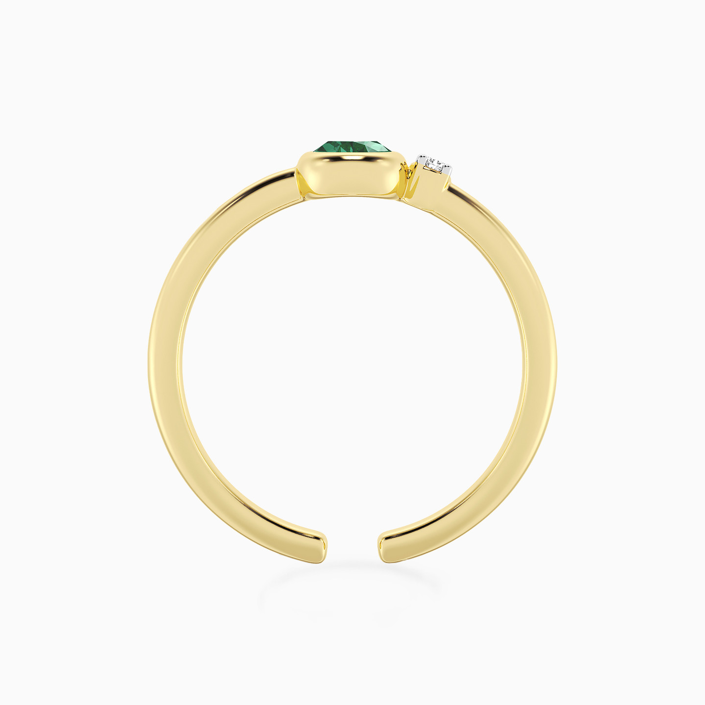 Pear Green Stone & Lab Grown Diamonds Gold Plated Ring - 4 Pear Green Stone & Lab Grown Diamonds Gold Plated Ring - 4