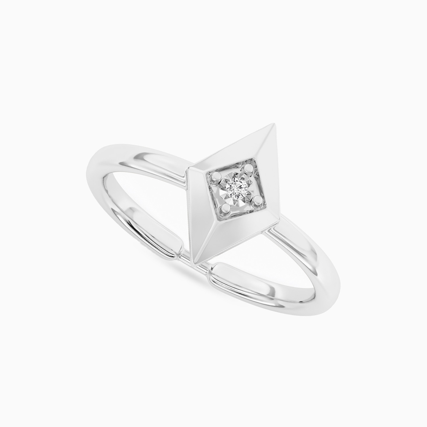 Lozenge Lab Grown Diamonds Sterling Silver Ring - 2 Lozenge Lab Grown Diamonds Sterling Silver Ring - 2