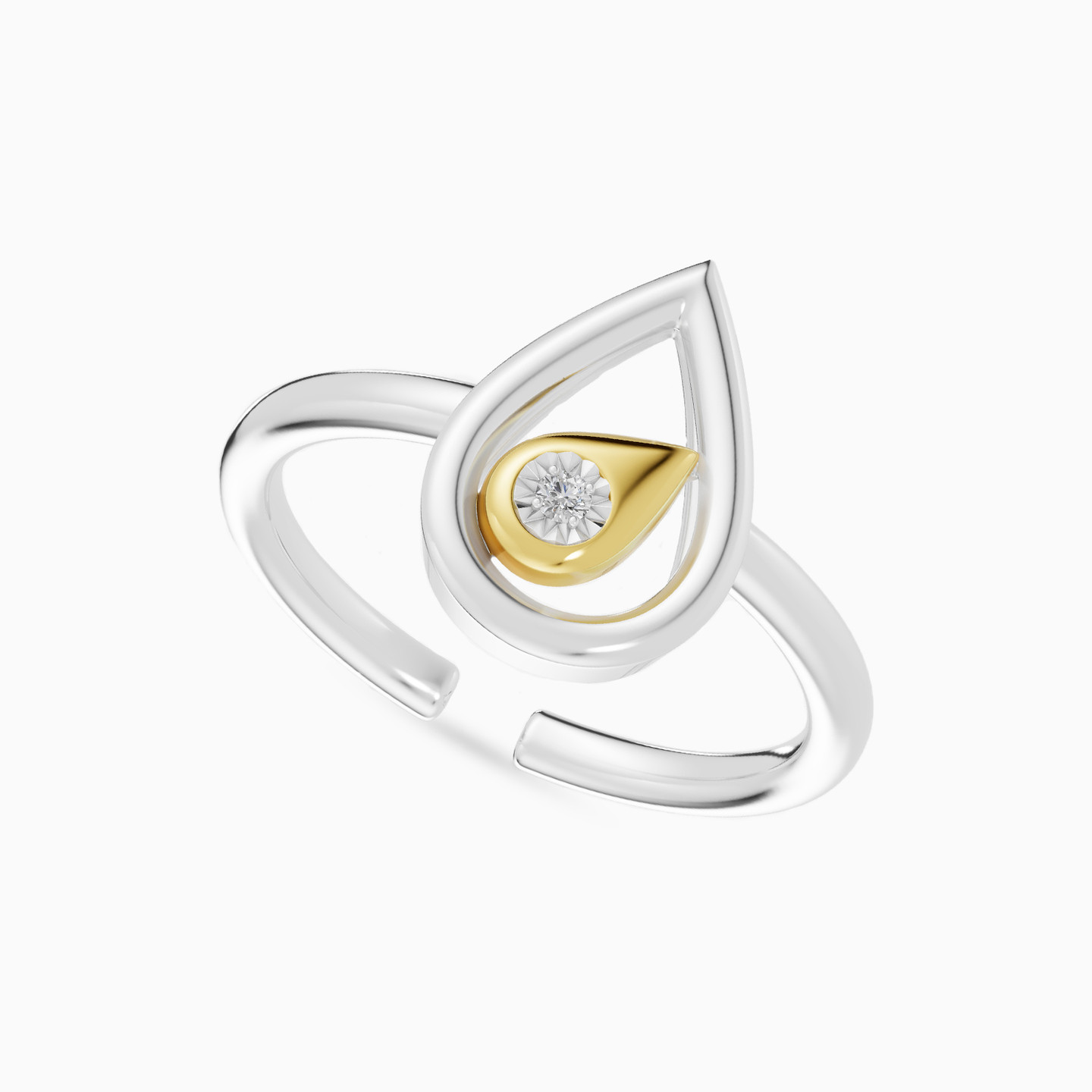 Pear Lab Grown Diamonds Sterling Silver Ring - 2 Pear Lab Grown Diamonds Sterling Silver Ring - 2