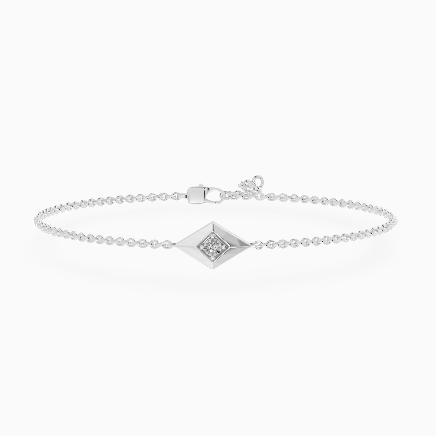 Lozenge Lab Grown Diamonds Sterling Silver Chain Bracelet Lozenge Lab Grown Diamonds Sterling Silver Chain Bracelet