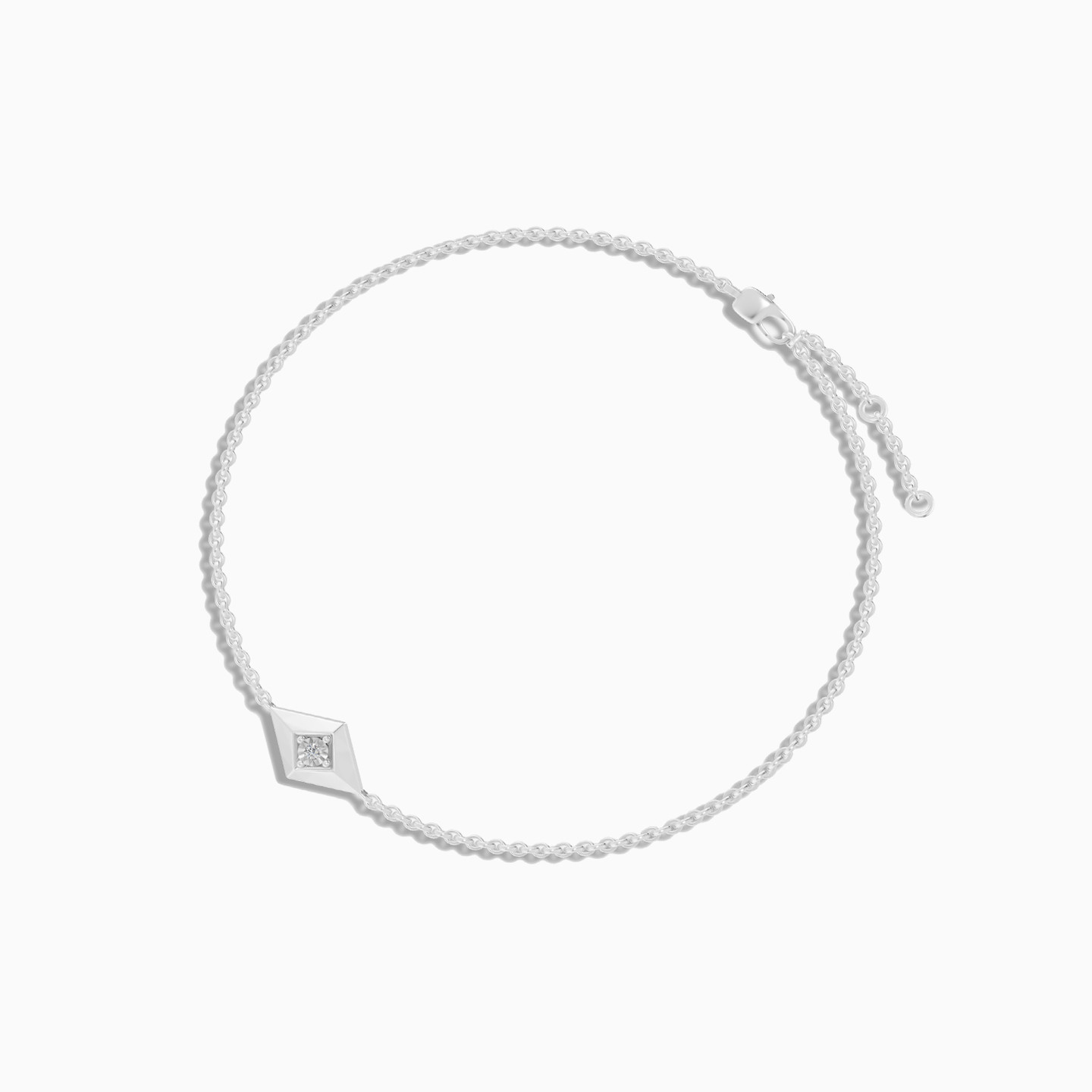 Lozenge Lab Grown Diamonds Sterling Silver Chain Bracelet - 2 Lozenge Lab Grown Diamonds Sterling Silver Chain Bracelet - 2