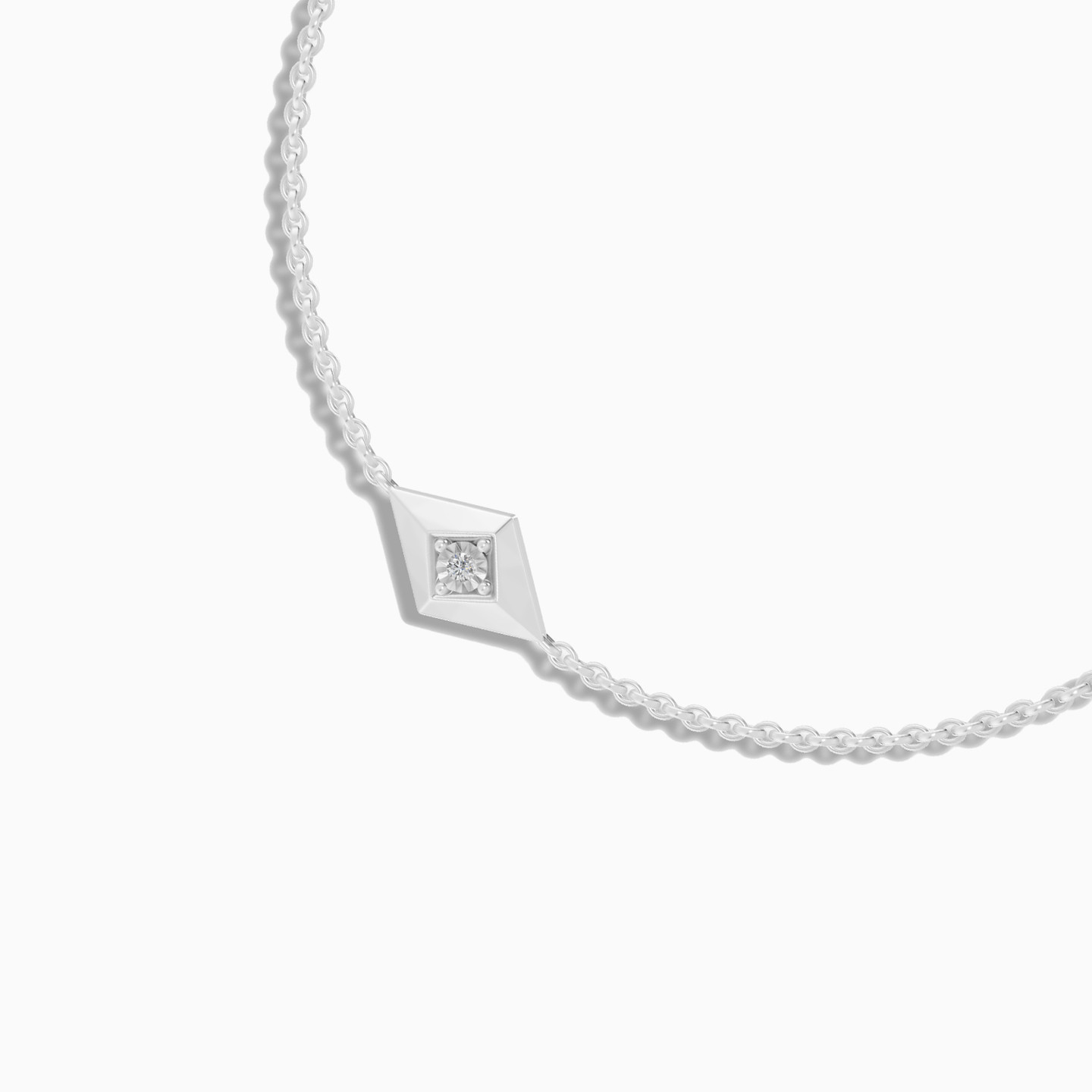 Lozenge Lab Grown Diamonds Sterling Silver Chain Bracelet - 3 Lozenge Lab Grown Diamonds Sterling Silver Chain Bracelet - 3