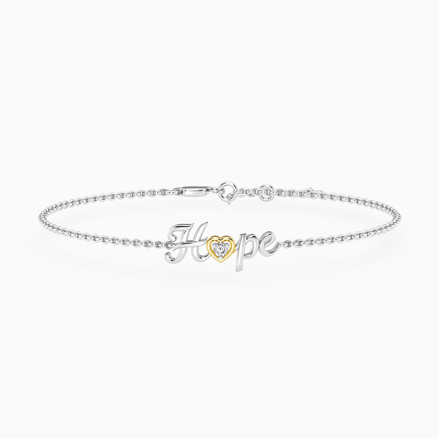 (Hope) word Lab Grown Diamonds Sterling Silver Chain Bracelet (Hope) word Lab Grown Diamonds Sterling Silver Chain Bracelet