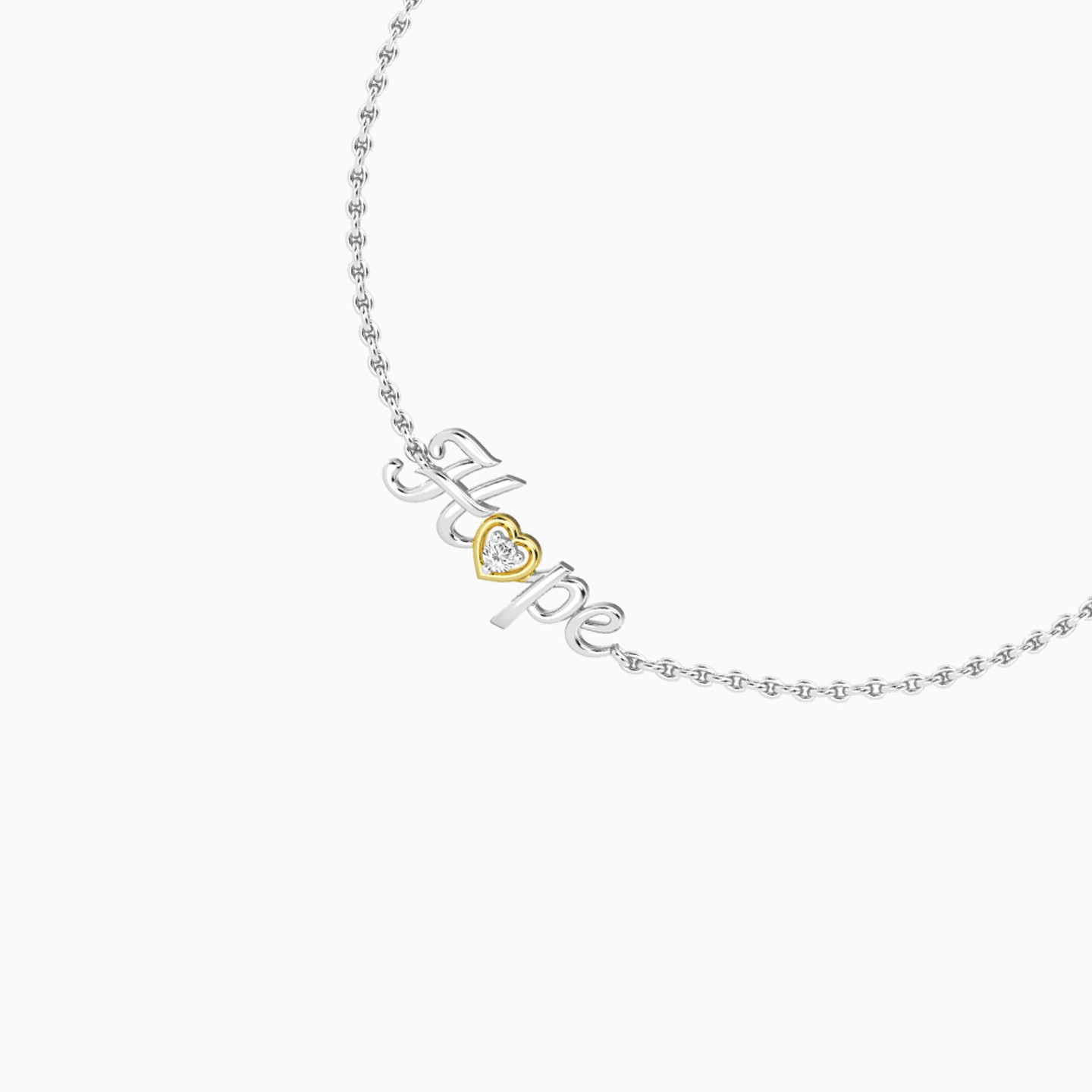 (Hope) word Lab Grown Diamonds Sterling Silver Chain Bracelet - 3 (Hope) word Lab Grown Diamonds Sterling Silver Chain Bracelet - 3