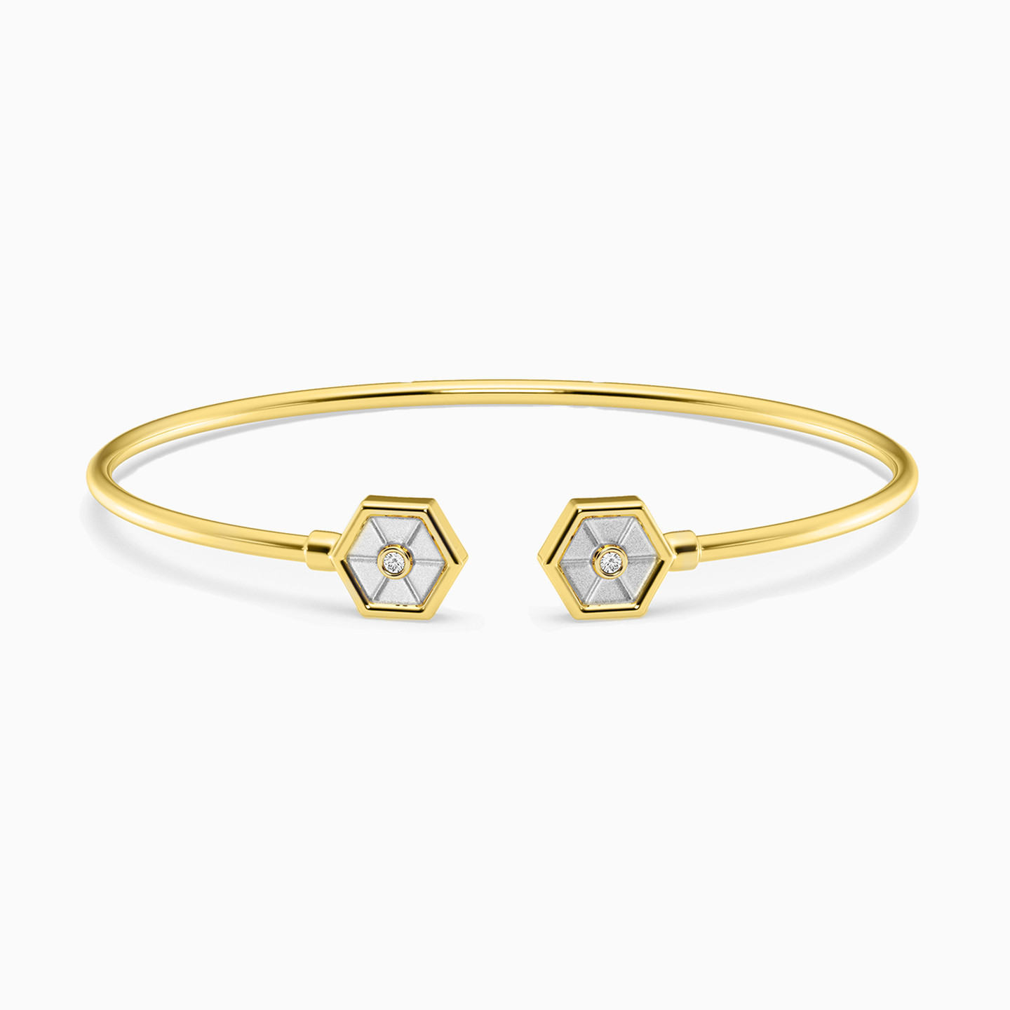 Hexagon Lab Grown Diamonds Gold Plated Cuff Bracelet Hexagon Lab Grown Diamonds Gold Plated Cuff Bracelet