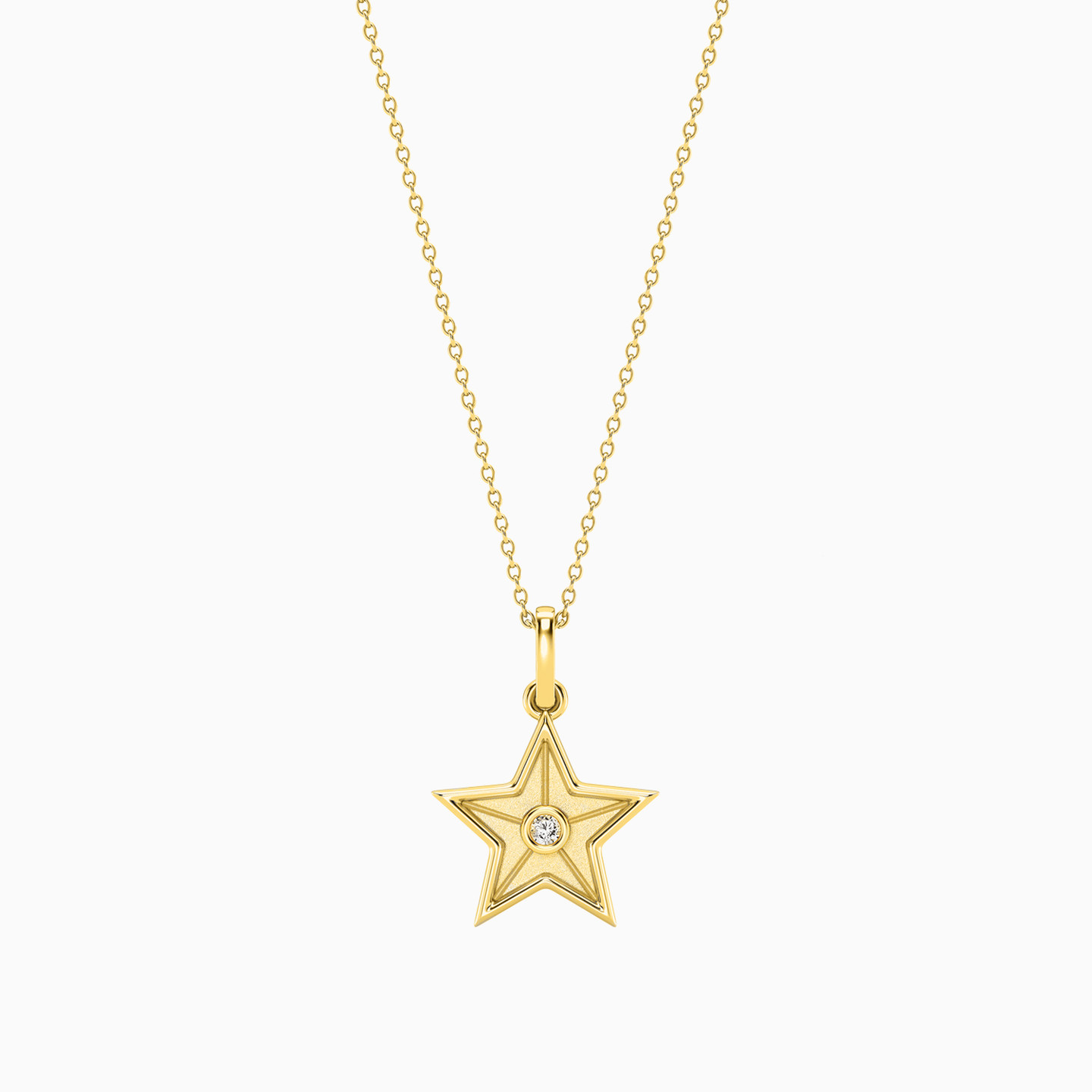 Star Lab Grown Diamonds Necklace in Yellow Gold Plating - 3 Star Lab Grown Diamonds Necklace in Yellow Gold Plating - 3