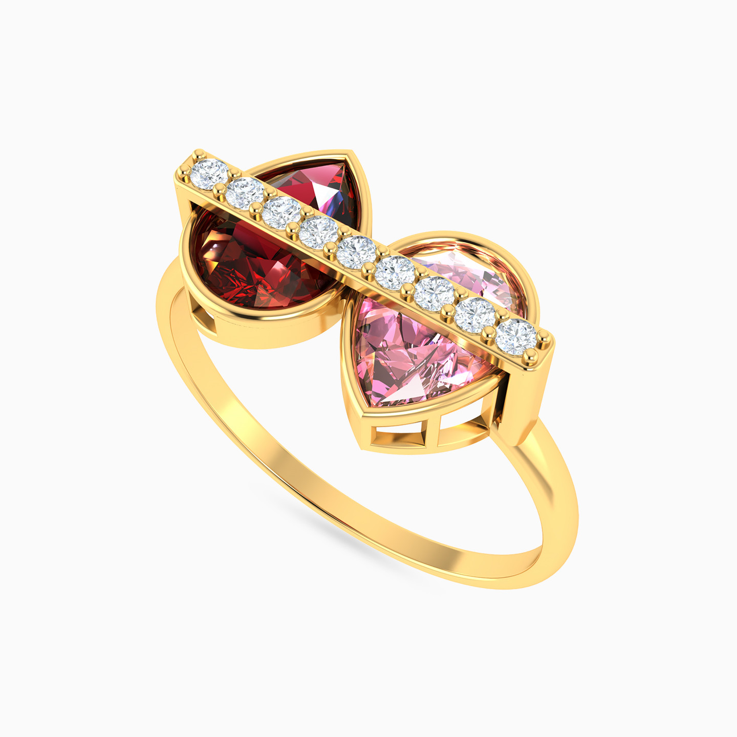 Two Drops Colored Stones Ring in 18K Gold - 3 Two Drops Colored Stones Ring in 18K Gold - 3