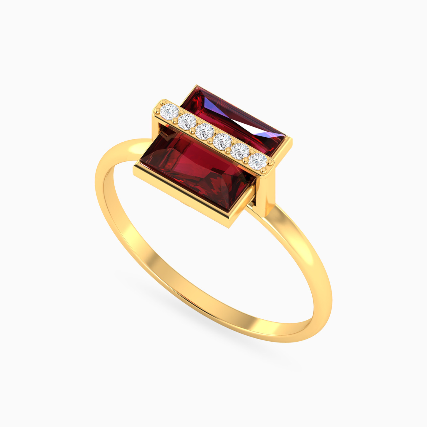 Square Red Stone Ring in 18K Gold - 3 Square Red Stone Ring in 18K Gold - 3
