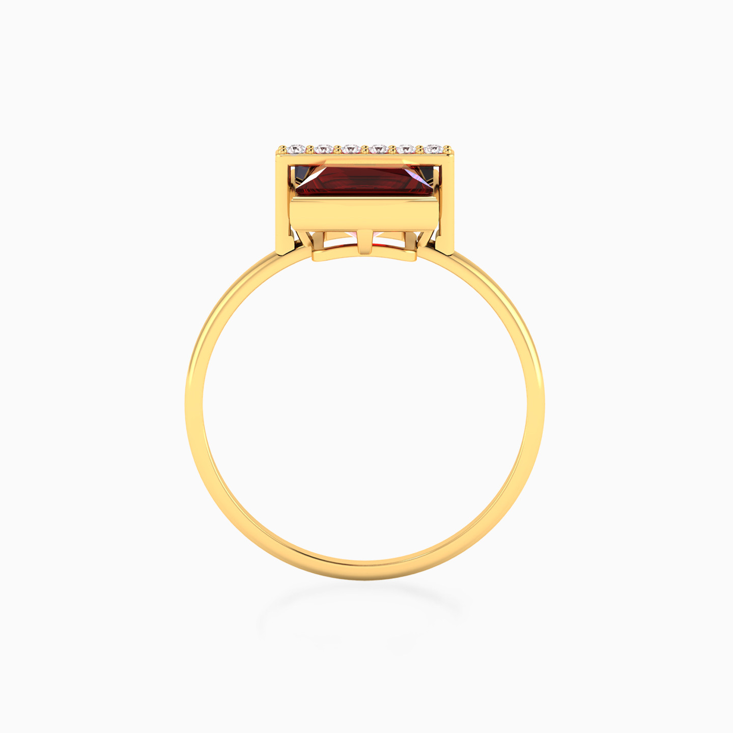 Square Red Stone Ring in 18K Gold - 4 Square Red Stone Ring in 18K Gold - 4