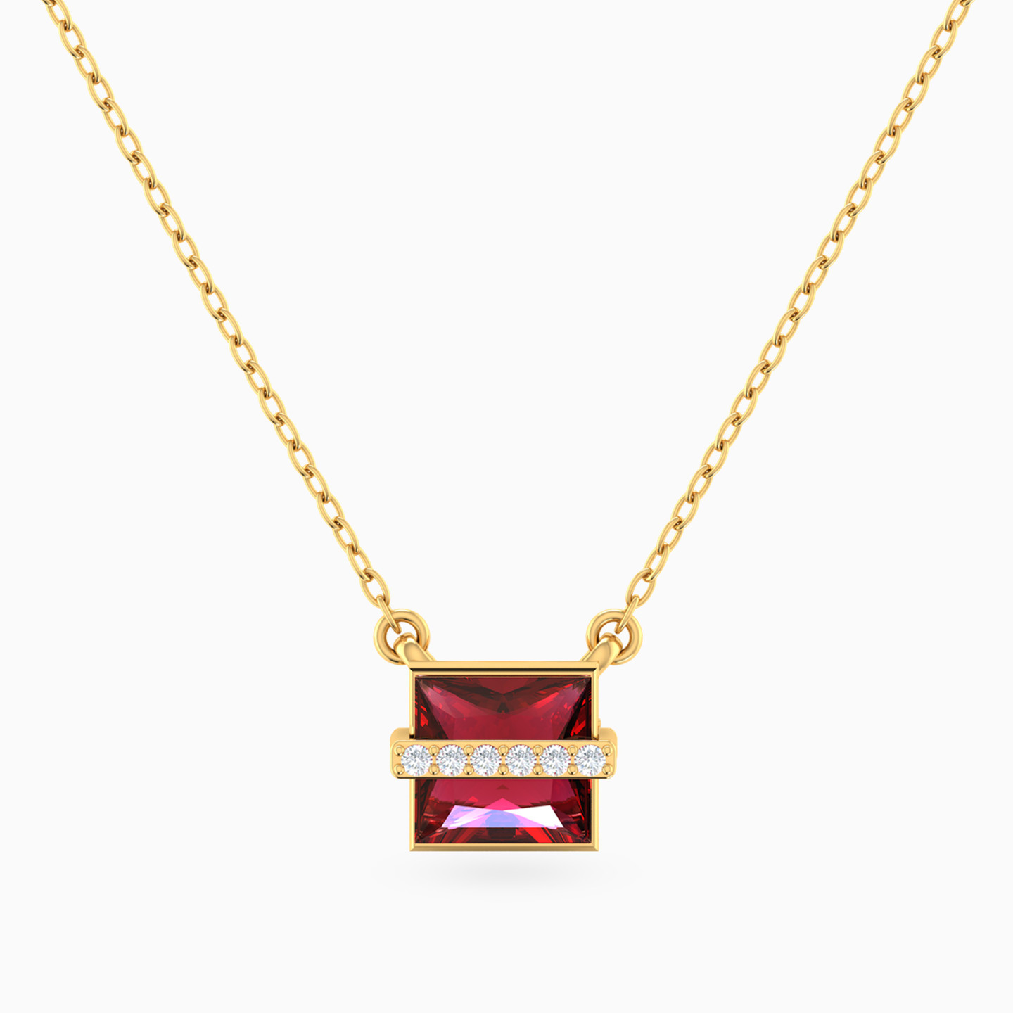 Square Red Stone Necklace in 18K Gold Square Red Stone Necklace in 18K Gold