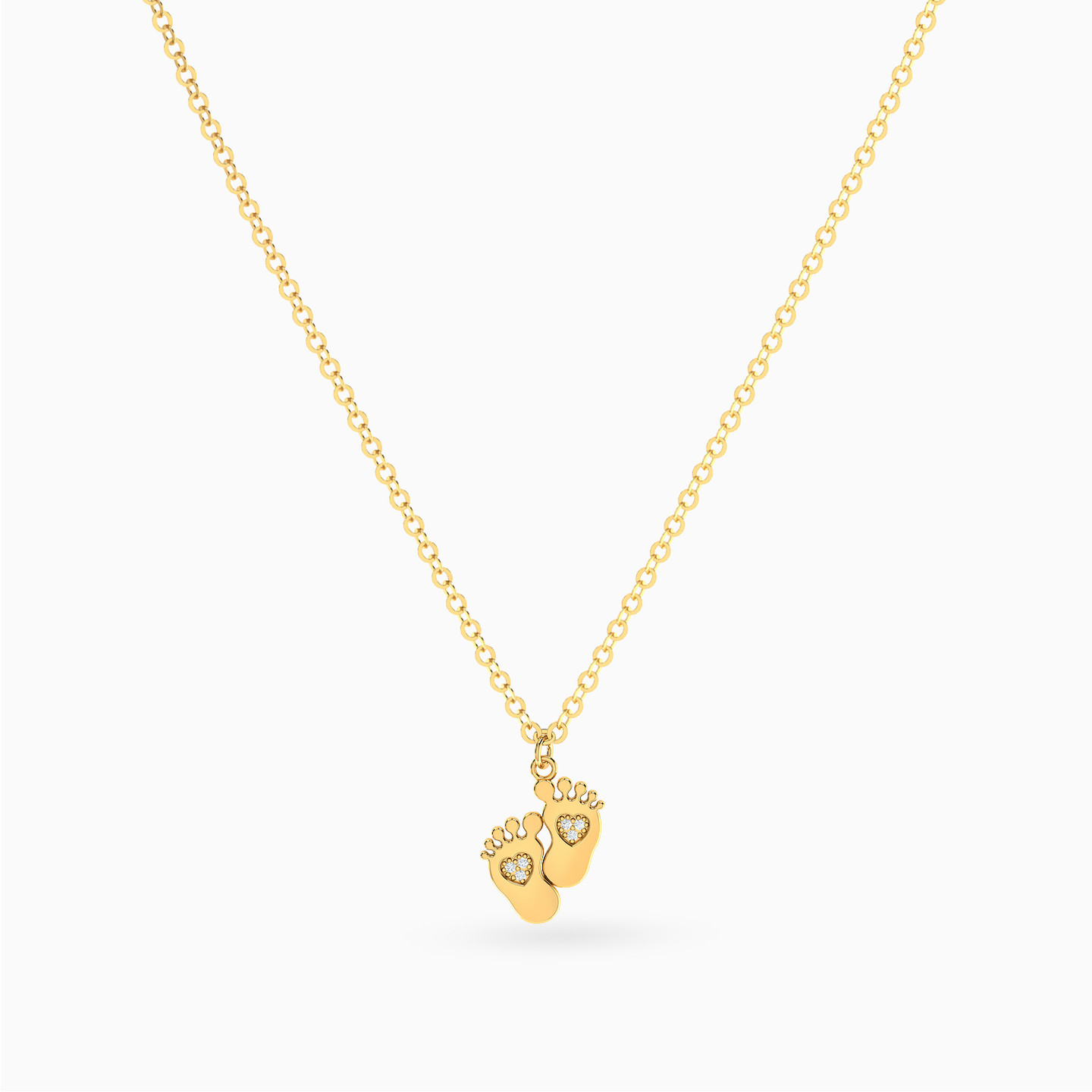 Kids Baby Feet Diamond Necklace In 18K Gold - 3 Kids Baby Feet Diamond Necklace In 18K Gold - 3